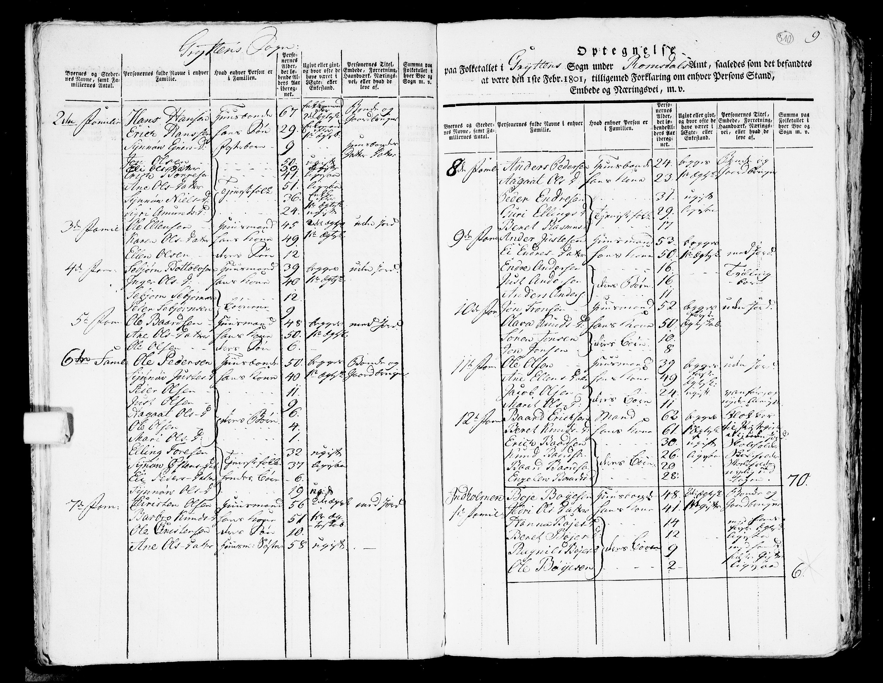 RA, 1801 census for 1539P Grytten, 1801, p. 309b-310a