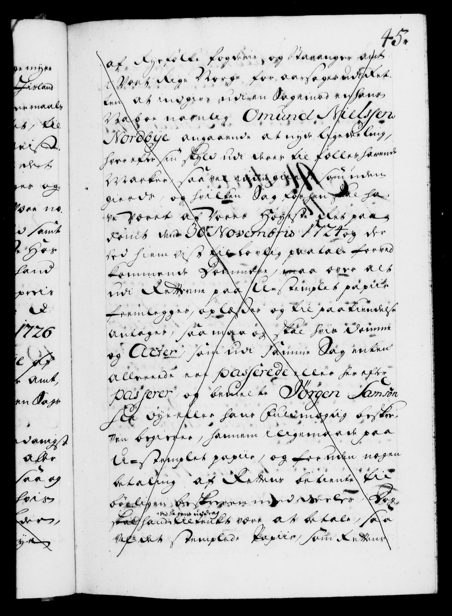 Danske Kanselli 1572-1799, AV/RA-EA-3023/F/Fc/Fca/Fcaa/L0025: Norske registre, 1726-1728, p. 45a