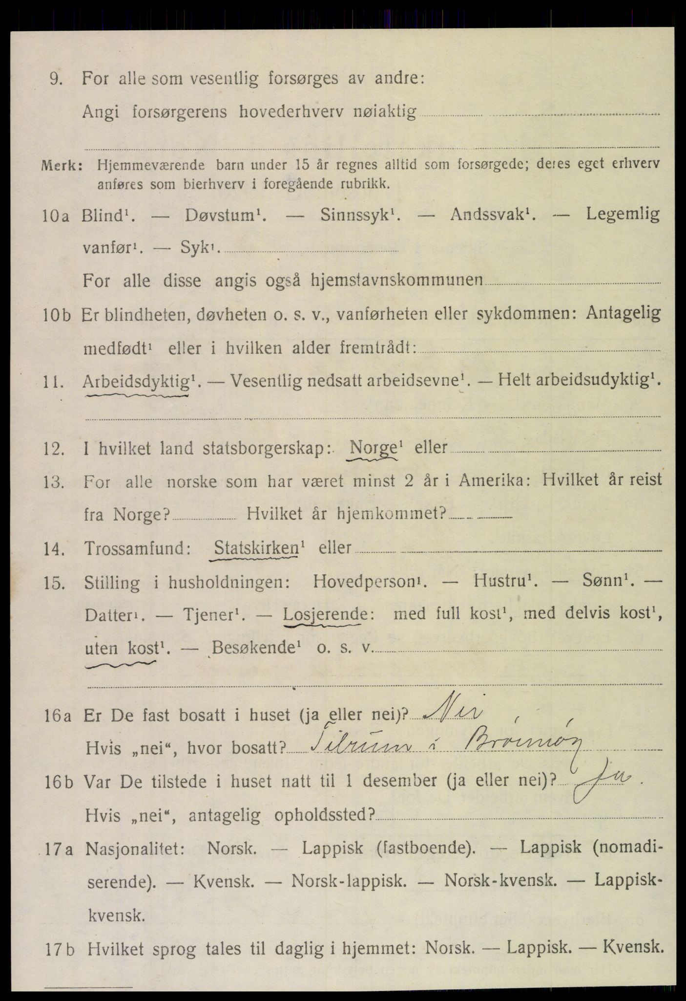 SAT, 1920 census for Brønnøy, 1920, p. 2881