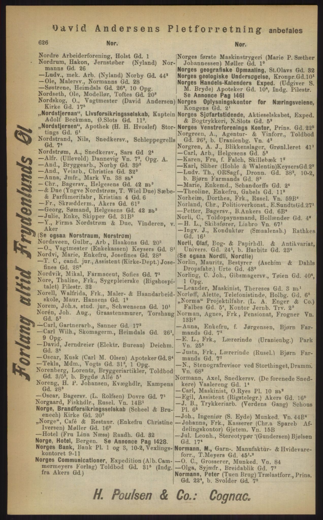 Kristiania/Oslo adressebok, PUBL/-, 1903, p. 626