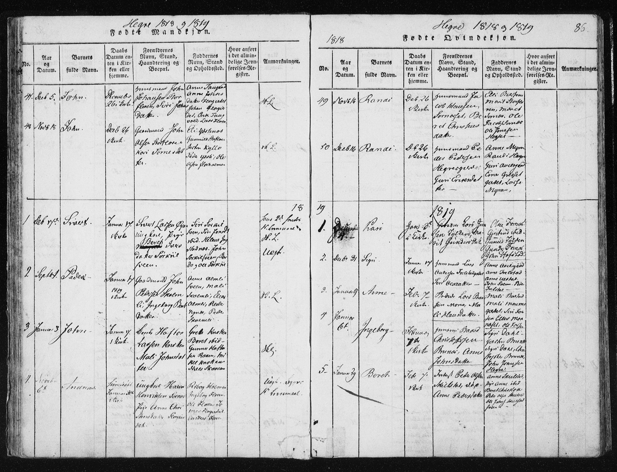 Ministerialprotokoller, klokkerbøker og fødselsregistre - Nord-Trøndelag, AV/SAT-A-1458/709/L0061: Parish register (official) no. 709A08 /4, 1815-1819, p. 86