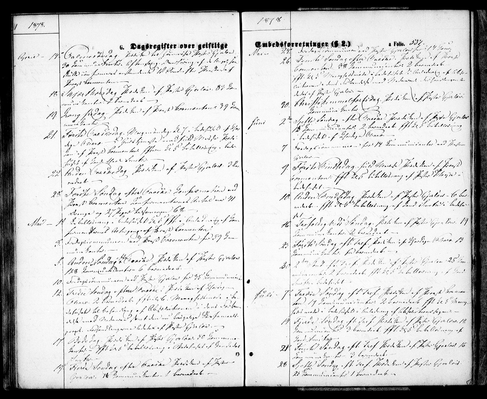 Arendal sokneprestkontor, Trefoldighet, SAK/1111-0040/F/Fa/L0007: Parish register (official) no. A 7, 1868-1878, p. 537