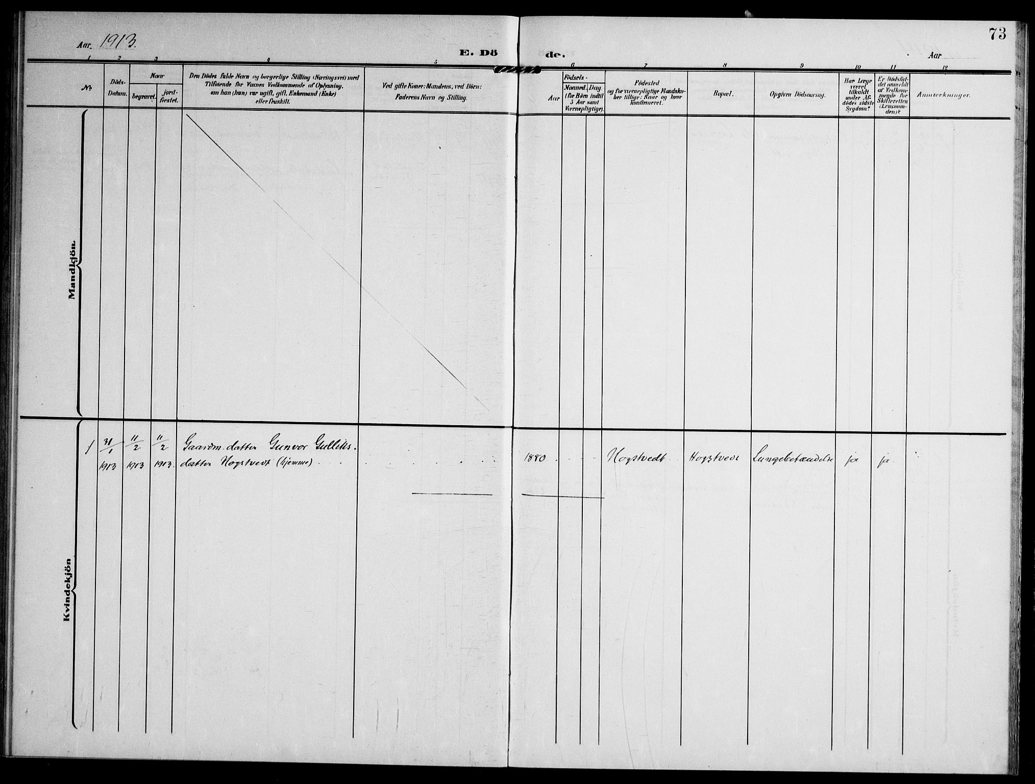 Lardal kirkebøker, AV/SAKO-A-350/F/Fc/L0002: Parish register (official) no. III 2, 1907-1921, p. 73