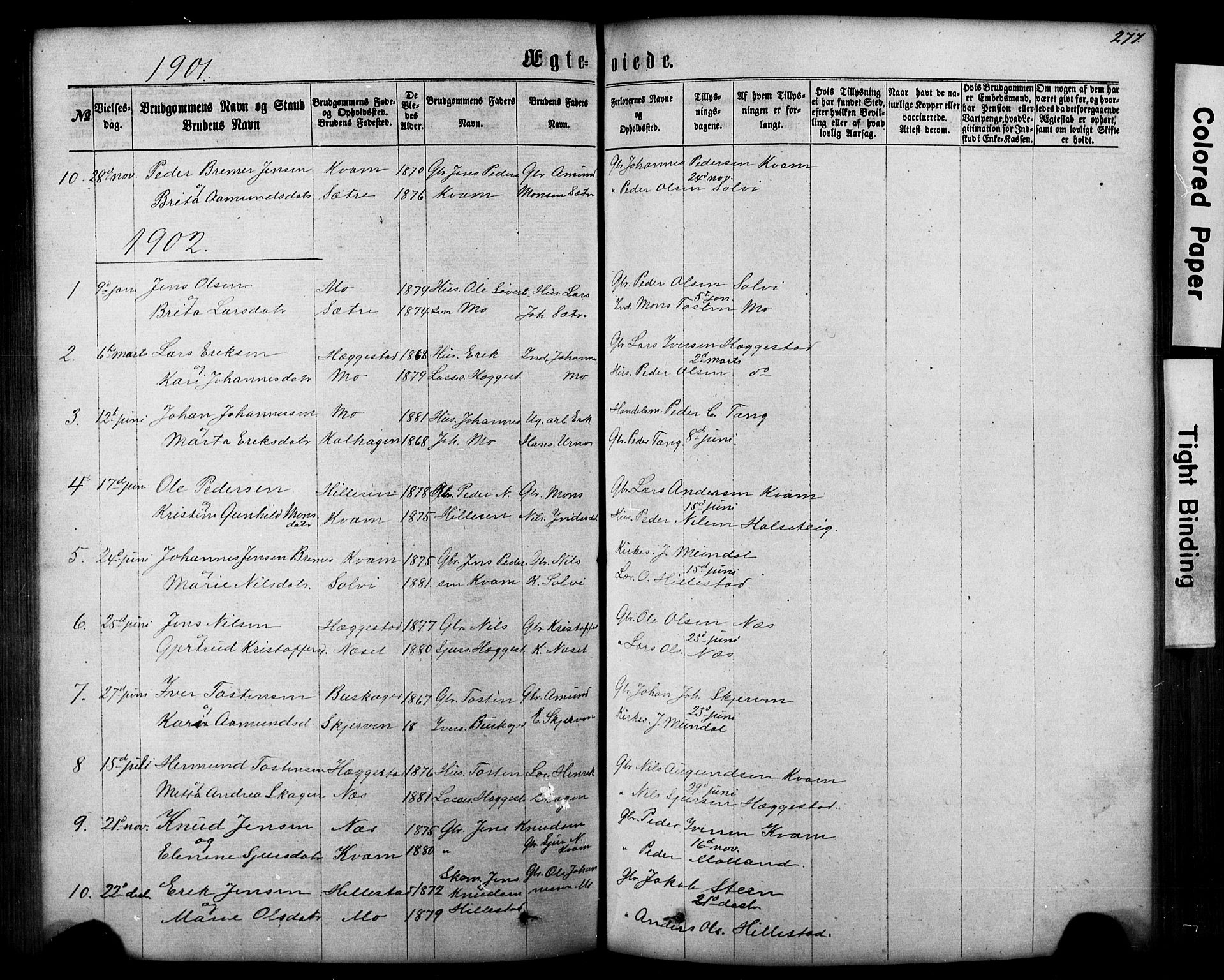 Hafslo sokneprestembete, SAB/A-80301/H/Hab/Haba/L0001: Parish register (copy) no. A 1, 1866-1908, p. 277