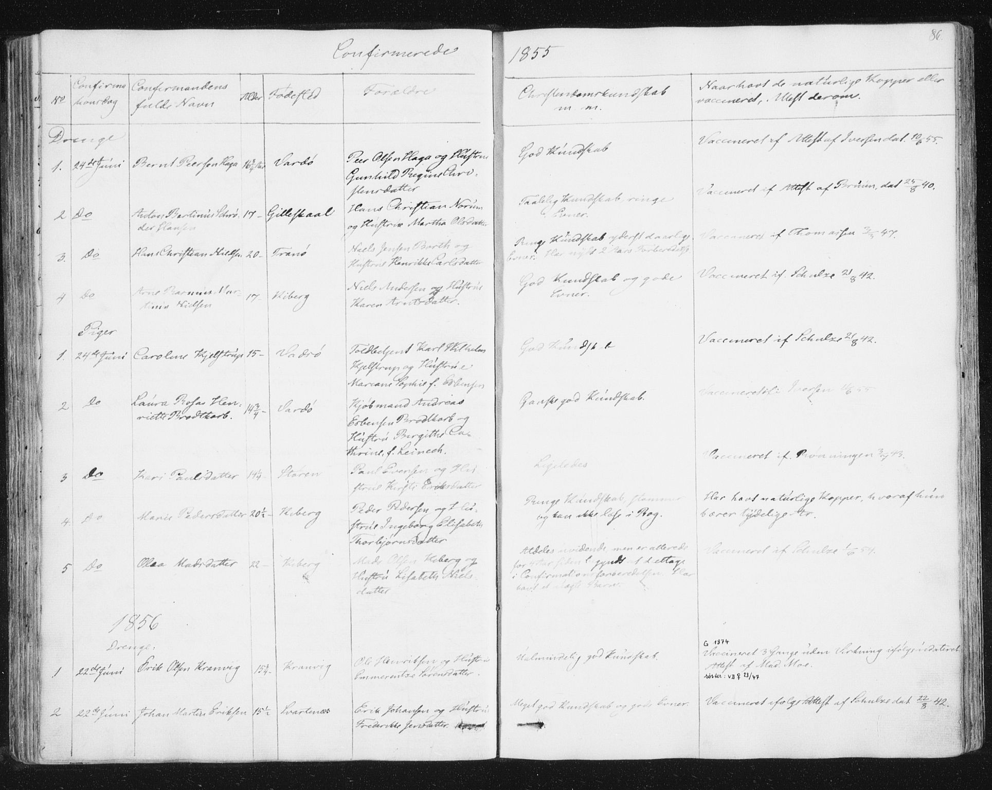 Vardø sokneprestkontor, SATØ/S-1332/H/Ha/L0003kirke: Parish register (official) no. 3, 1843-1861, p. 86