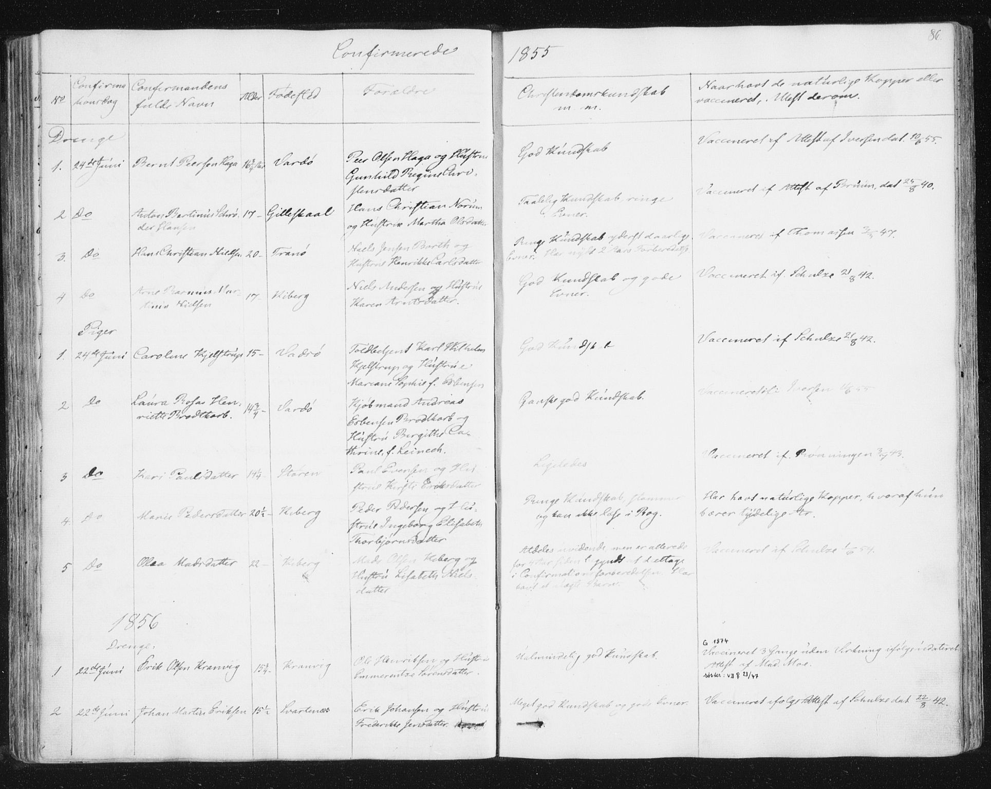 Vardø sokneprestkontor, AV/SATØ-S-1332/H/Ha/L0003kirke: Parish register (official) no. 3, 1843-1861, p. 86