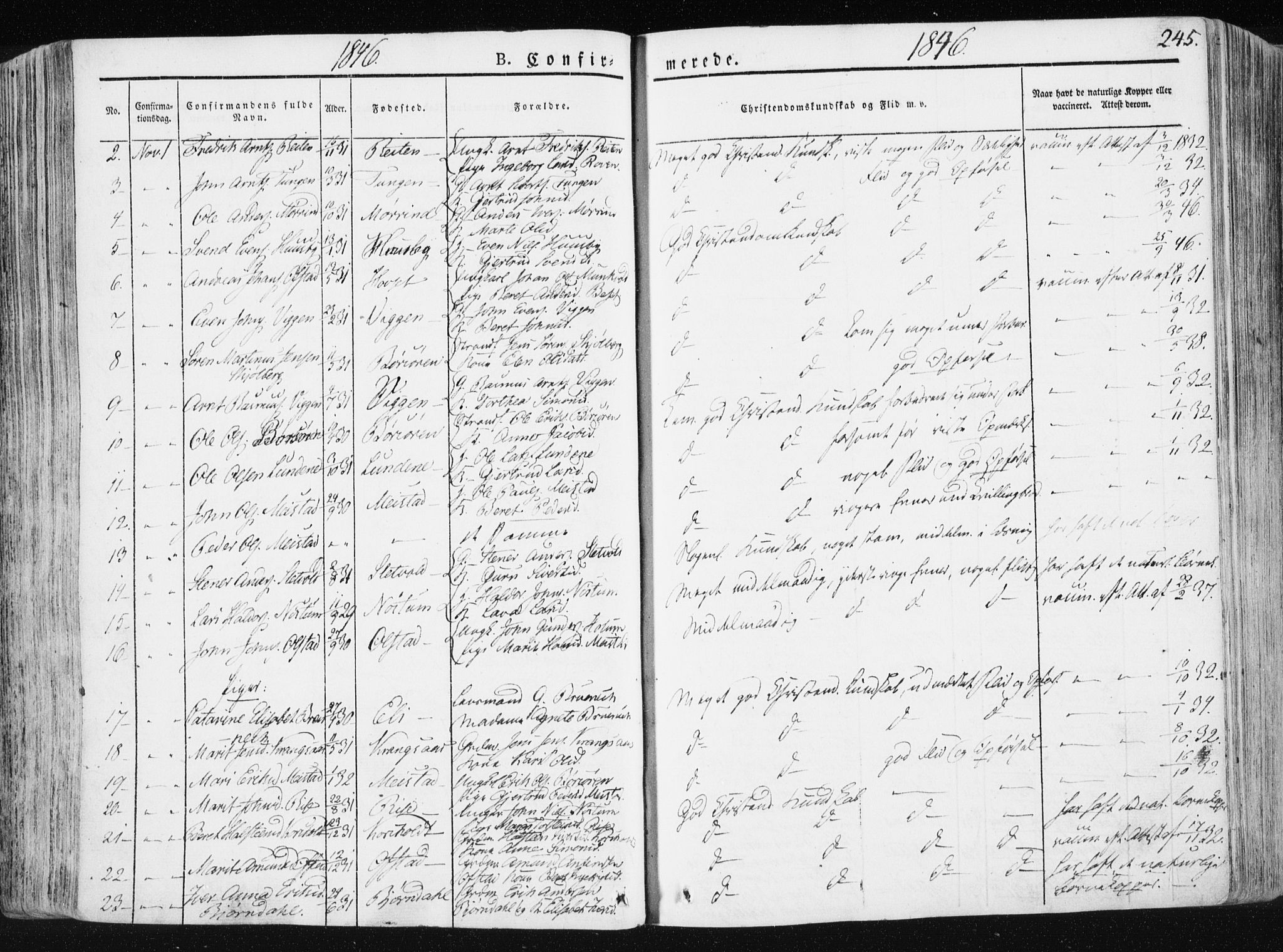 Ministerialprotokoller, klokkerbøker og fødselsregistre - Sør-Trøndelag, SAT/A-1456/665/L0771: Parish register (official) no. 665A06, 1830-1856, p. 245