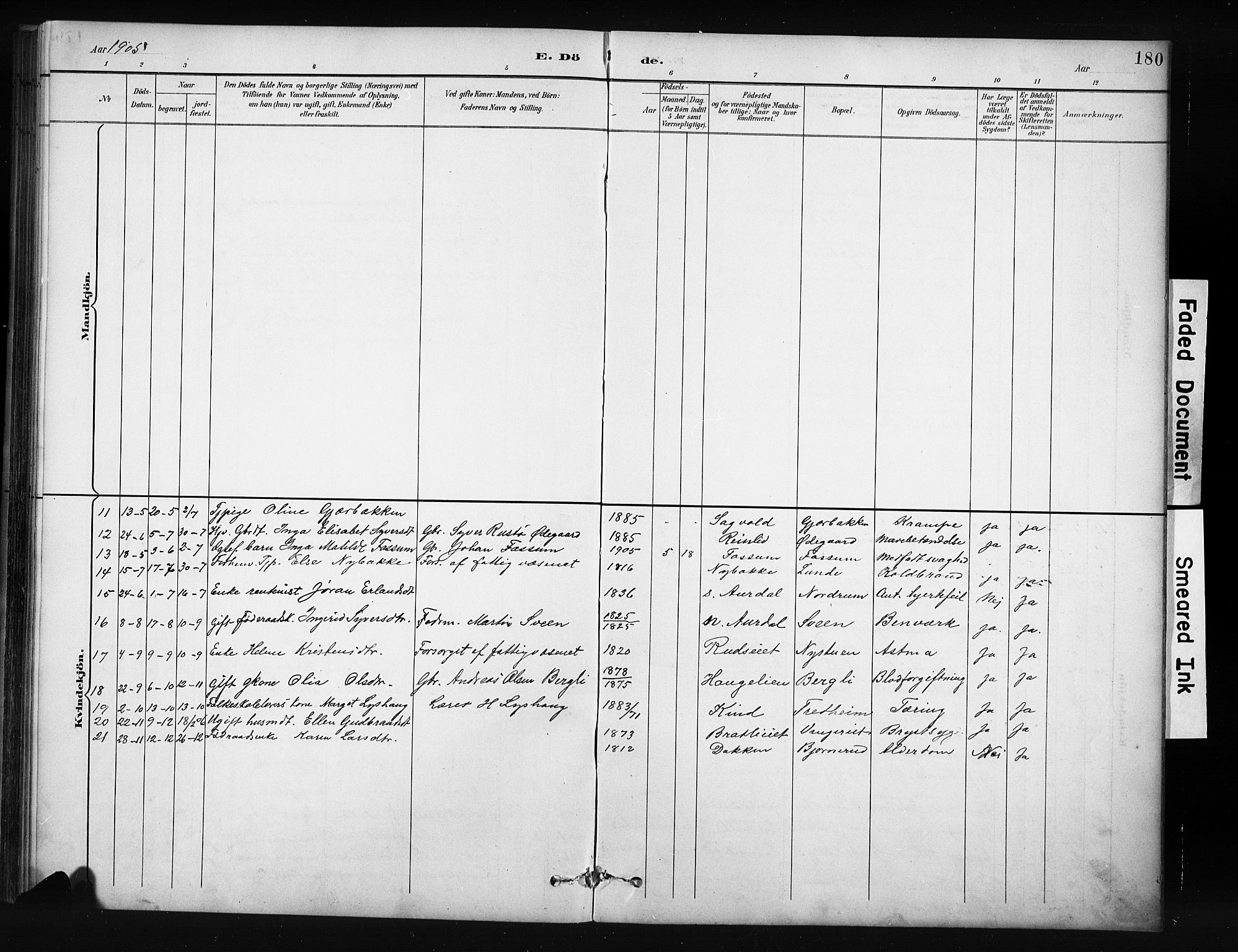 Nordre Land prestekontor, AV/SAH-PREST-124/H/Ha/Hab/L0012: Parish register (copy) no. 12, 1891-1909, p. 180