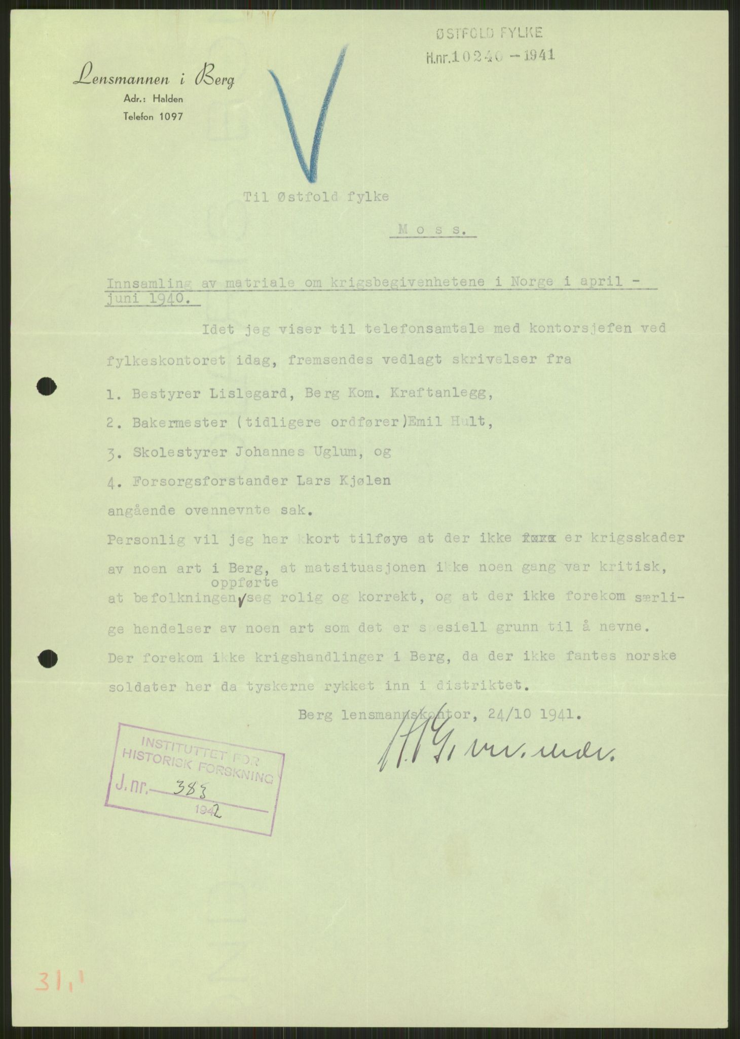 Forsvaret, Forsvarets krigshistoriske avdeling, AV/RA-RAFA-2017/Y/Ya/L0013: II-C-11-31 - Fylkesmenn.  Rapporter om krigsbegivenhetene 1940., 1940, p. 32