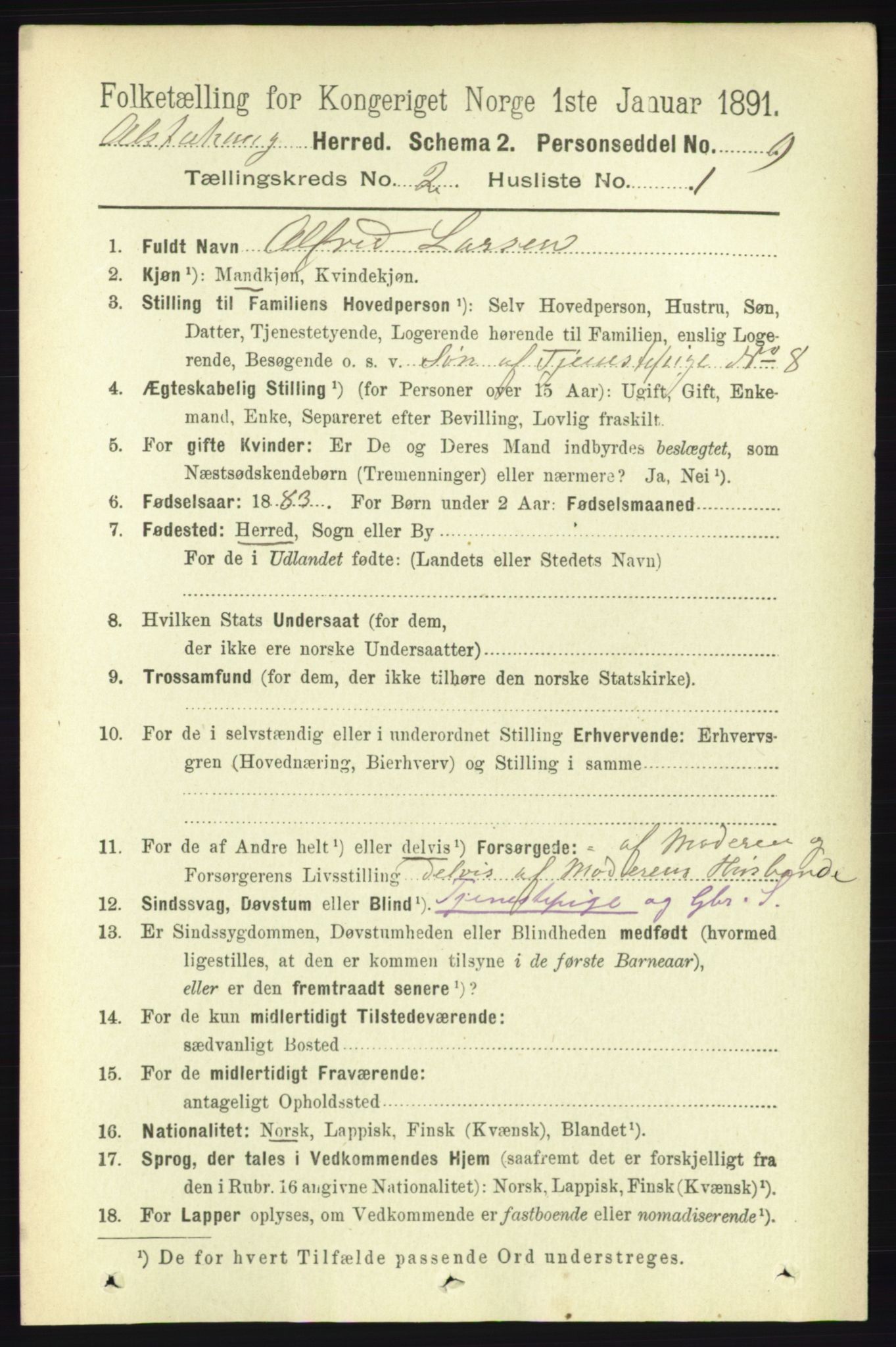 RA, 1891 census for 1820 Alstahaug, 1891, p. 509