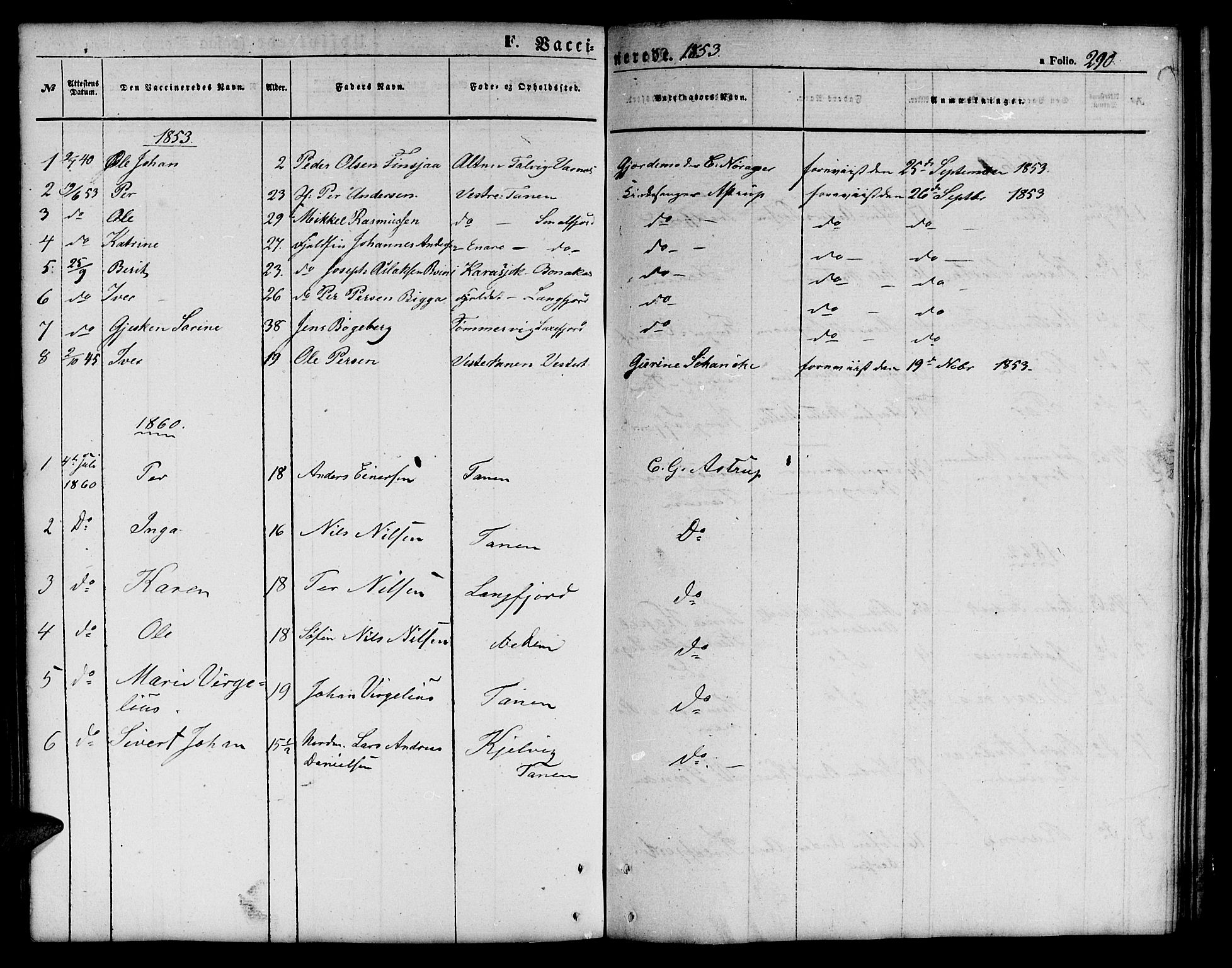 Tana sokneprestkontor, SATØ/S-1334/H/Hb/L0001klokker: Parish register (copy) no. 1 /1, 1853-1867, p. 290