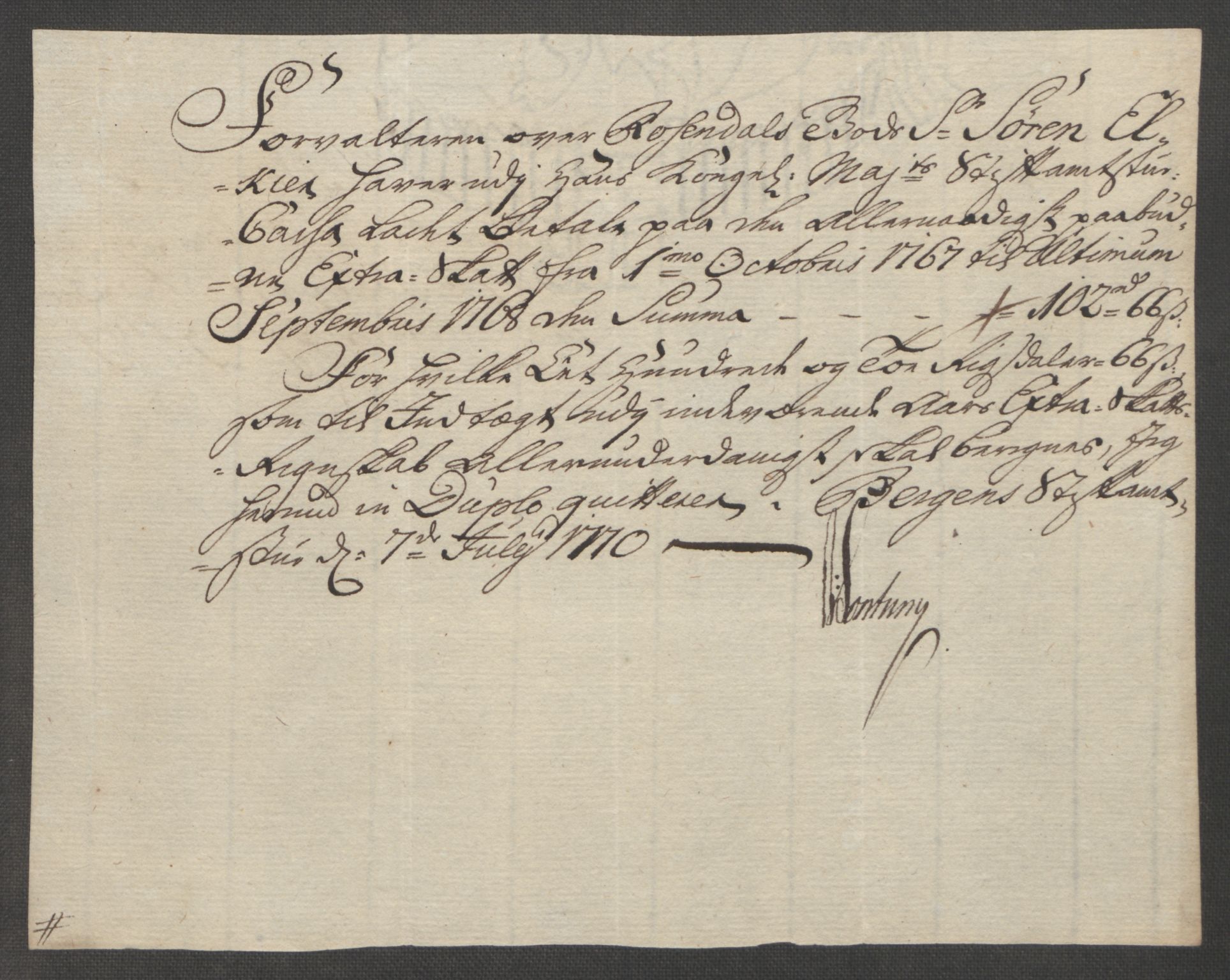 Rentekammeret inntil 1814, Reviderte regnskaper, Fogderegnskap, RA/EA-4092/R49/L3157: Ekstraskatten Rosendal Baroni, 1762-1772, p. 266