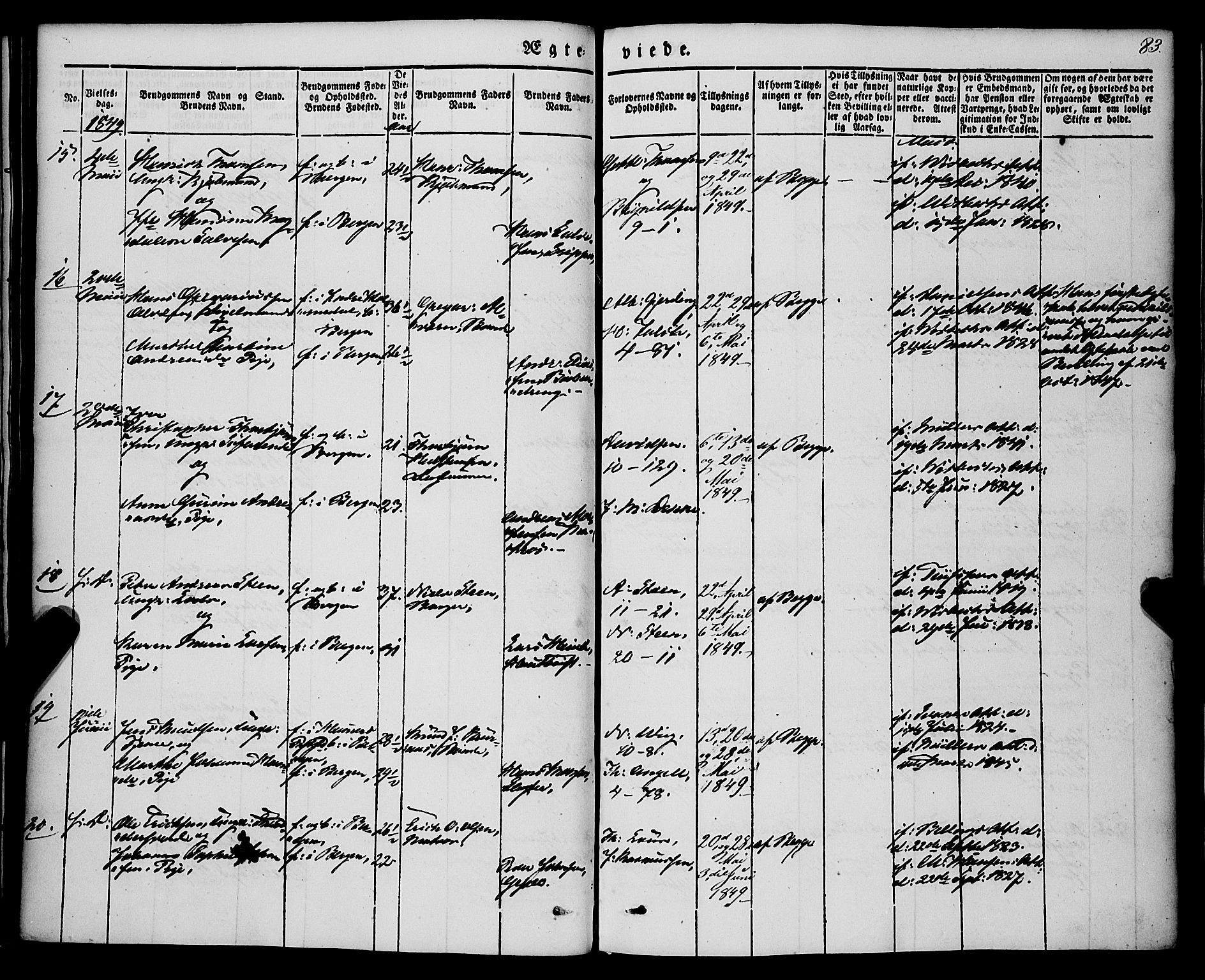 Nykirken Sokneprestembete, AV/SAB-A-77101/H/Haa/L0031: Parish register (official) no. D 1, 1834-1861, p. 83