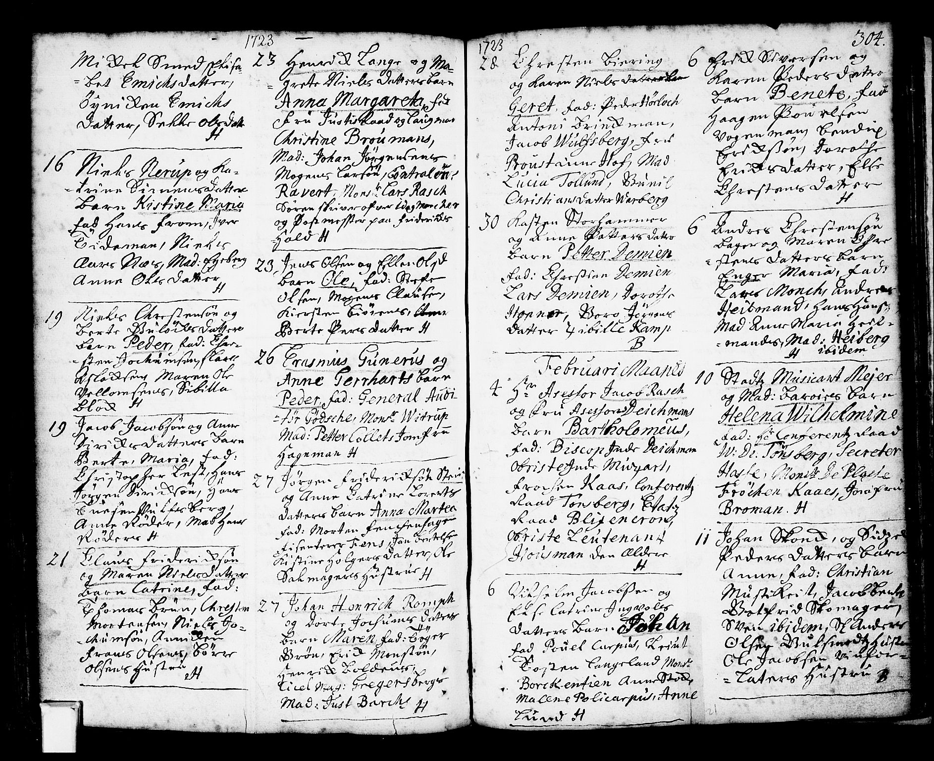 Oslo domkirke Kirkebøker, AV/SAO-A-10752/F/Fa/L0002: Parish register (official) no. 2, 1705-1730, p. 304