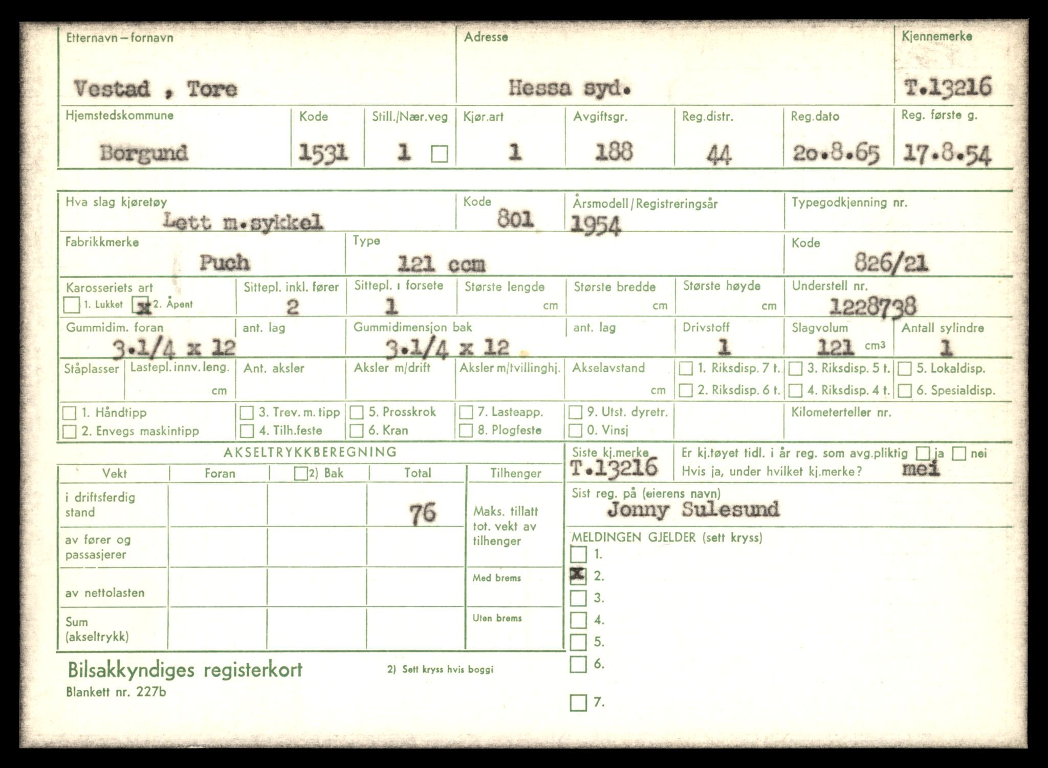 Møre og Romsdal vegkontor - Ålesund trafikkstasjon, AV/SAT-A-4099/F/Fe/L0038: Registreringskort for kjøretøy T 13180 - T 13360, 1927-1998, p. 635