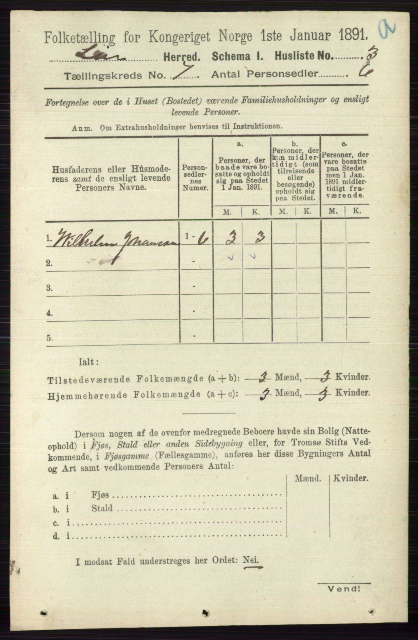 RA, 1891 census for 0626 Lier, 1891, p. 4435