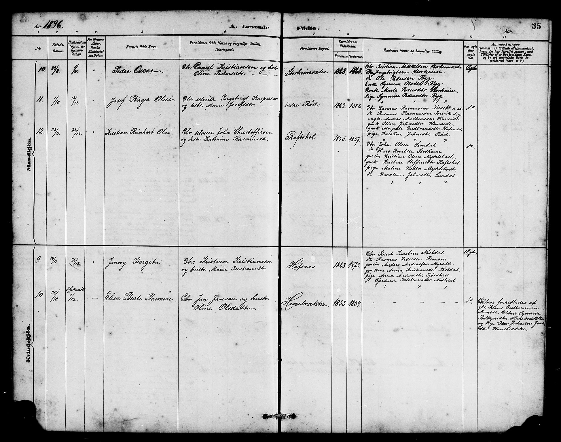Eid sokneprestembete, AV/SAB-A-82301/H/Hab/Habc/L0002: Parish register (copy) no. C 2, 1887-1906, p. 35