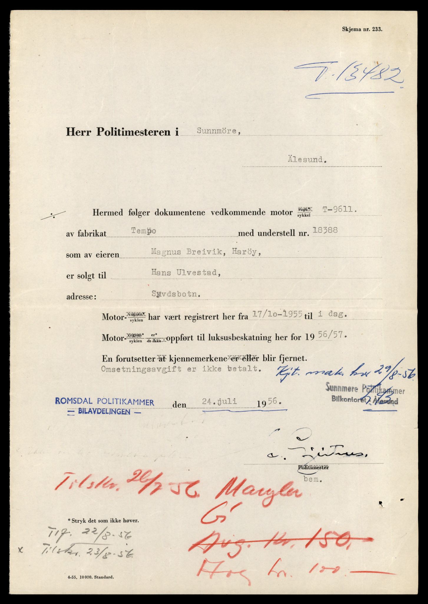Møre og Romsdal vegkontor - Ålesund trafikkstasjon, AV/SAT-A-4099/F/Fe/L0039: Registreringskort for kjøretøy T 13361 - T 13530, 1927-1998, p. 2104