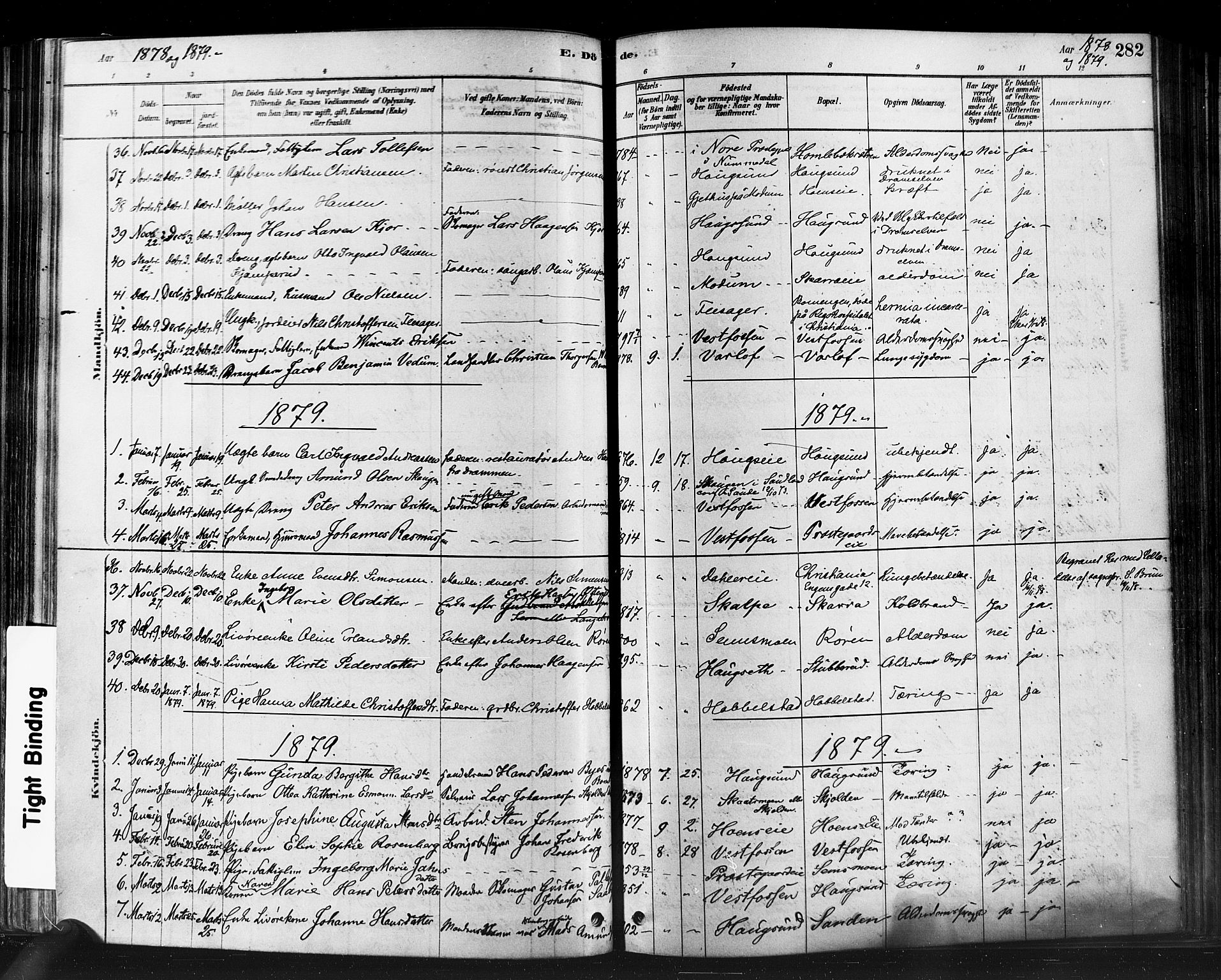 Eiker kirkebøker, SAKO/A-4/F/Fb/L0001: Parish register (official) no. II 1, 1878-1888, p. 282