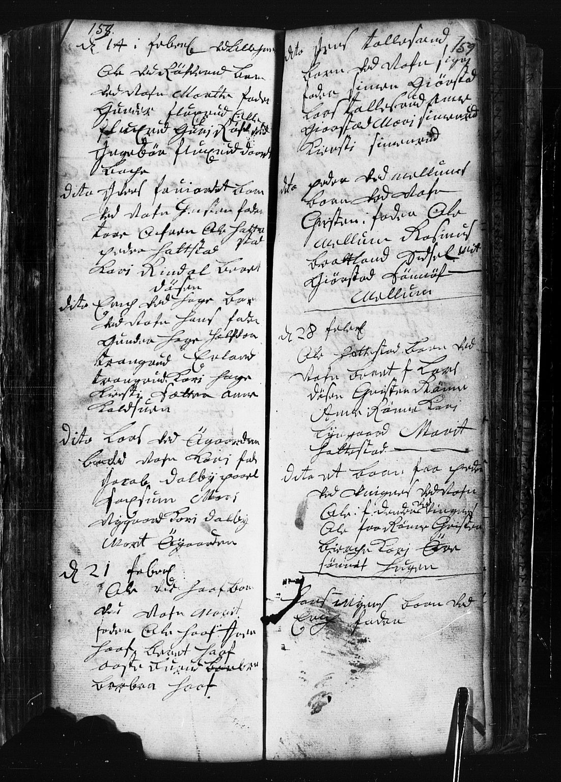 Fåberg prestekontor, SAH/PREST-086/H/Ha/Hab/L0001: Parish register (copy) no. 1, 1727-1767, p. 158-159