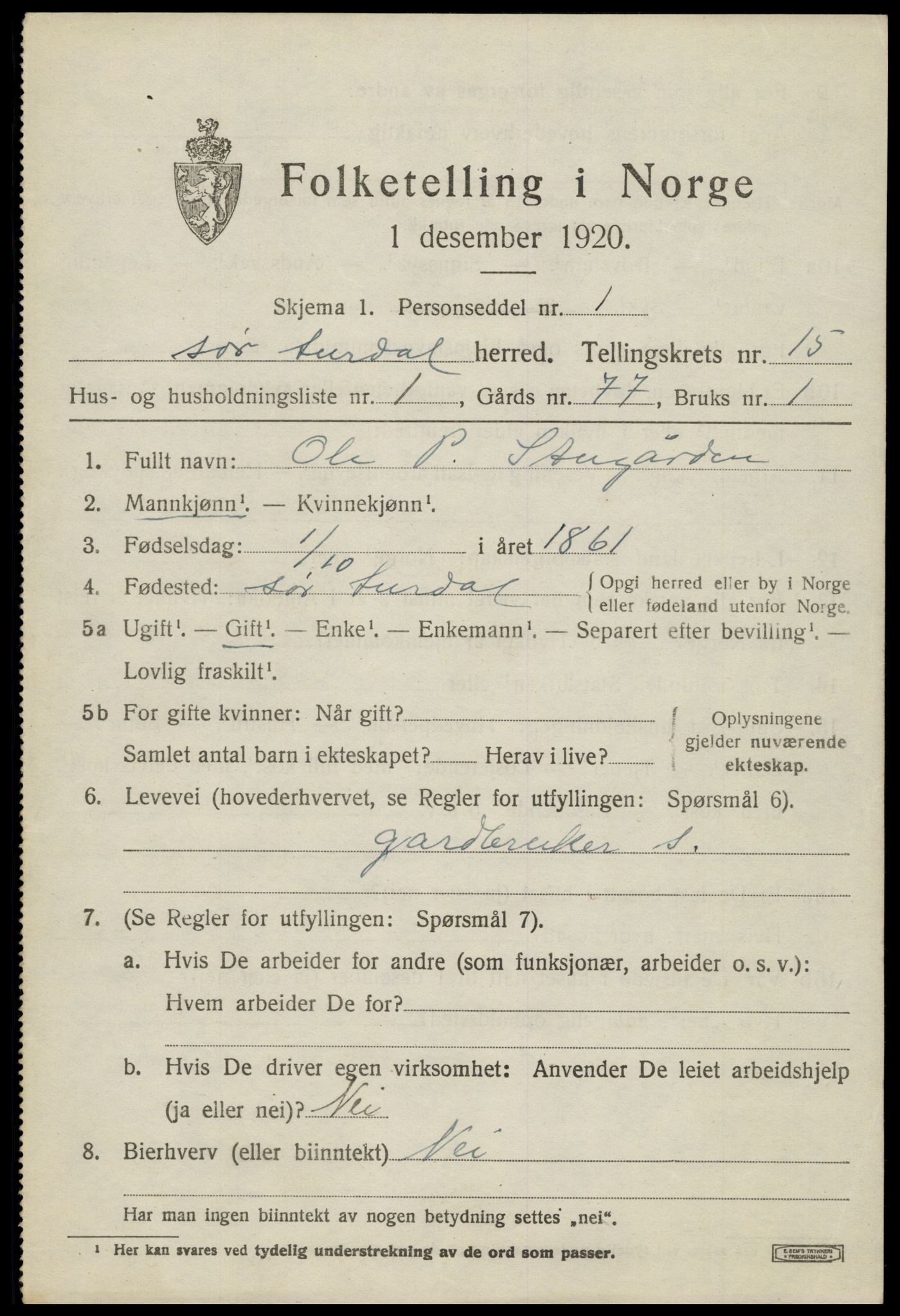 SAH, 1920 census for Sør-Aurdal, 1920, p. 8163