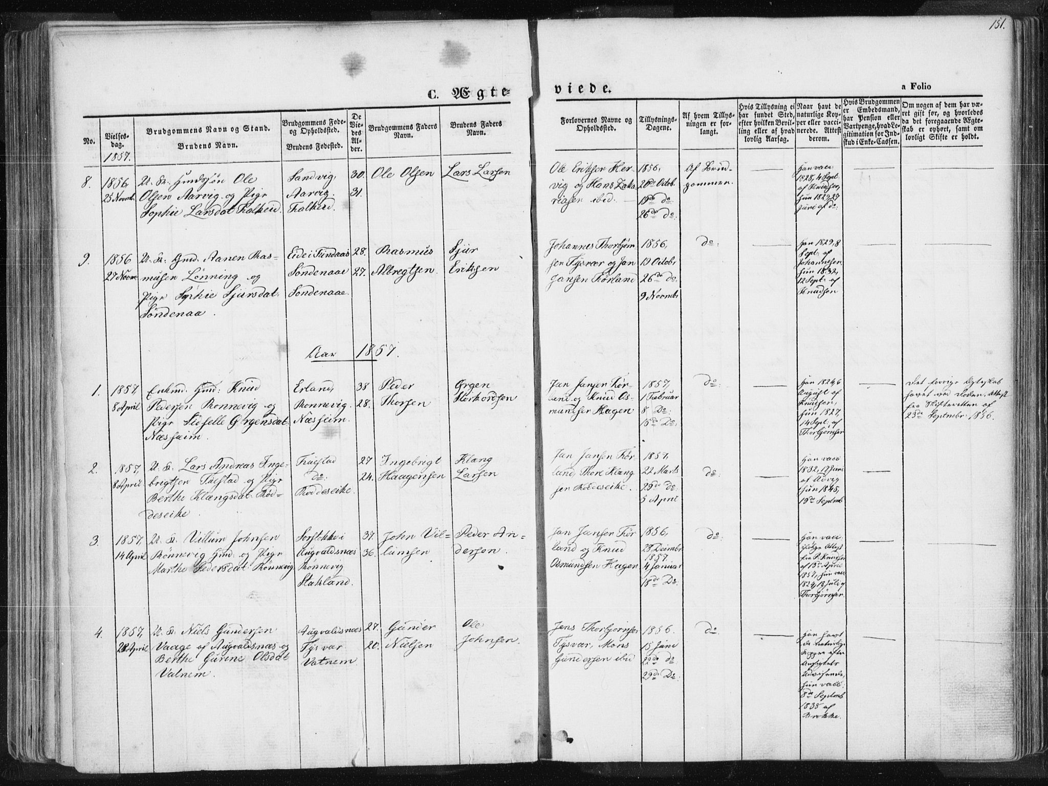 Tysvær sokneprestkontor, SAST/A -101864/H/Ha/Haa/L0003: Parish register (official) no. A 3, 1856-1865, p. 151