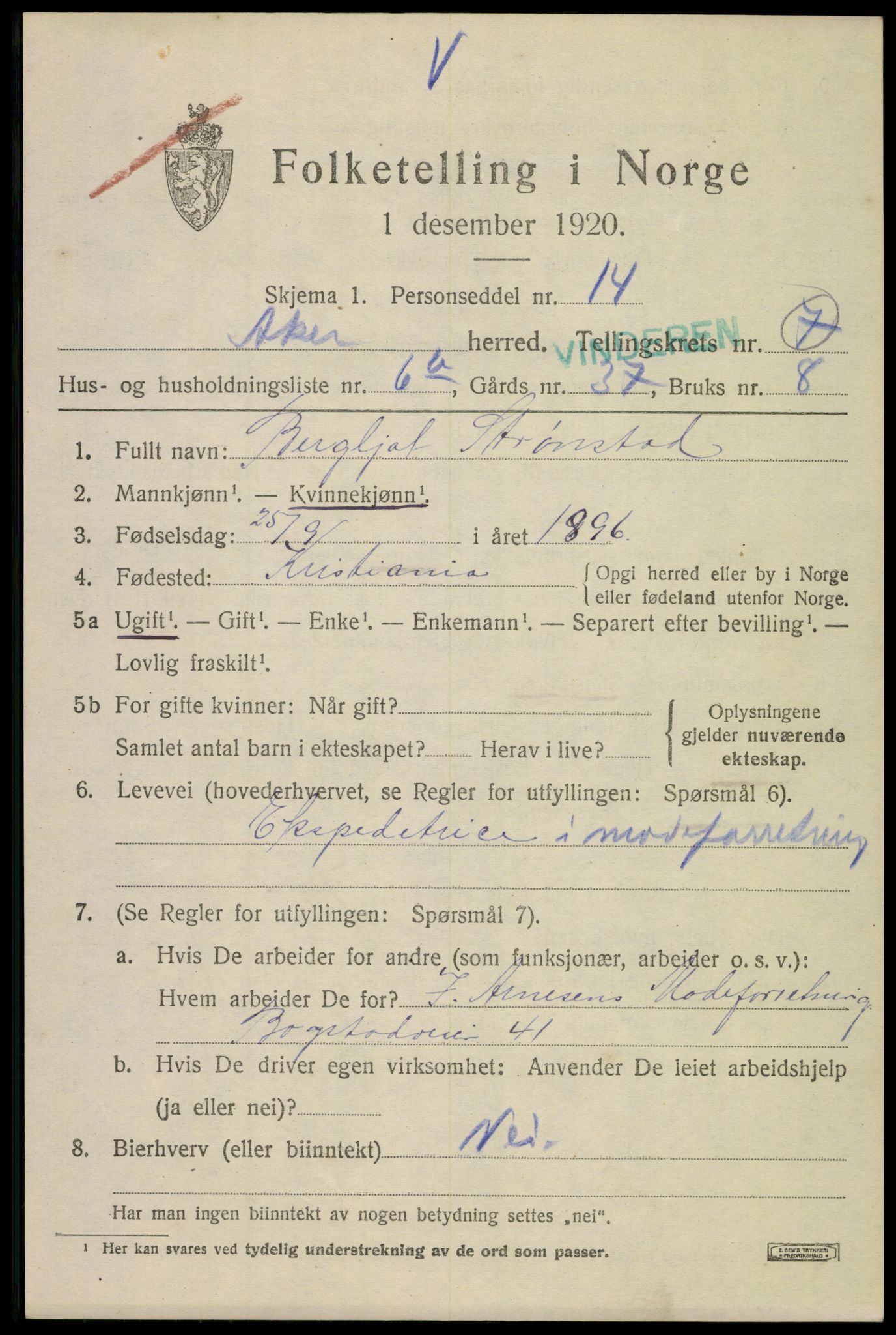 SAO, 1920 census for Aker, 1920, p. 41262