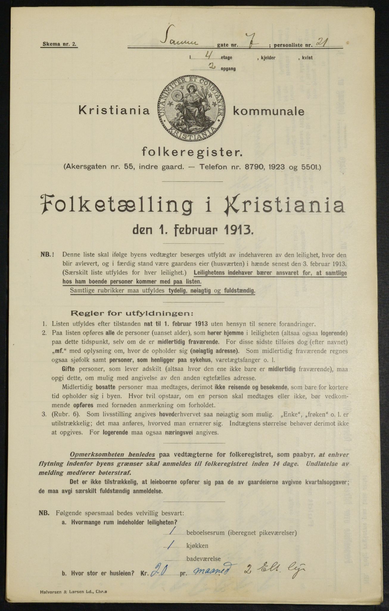 OBA, Municipal Census 1913 for Kristiania, 1913, p. 88473