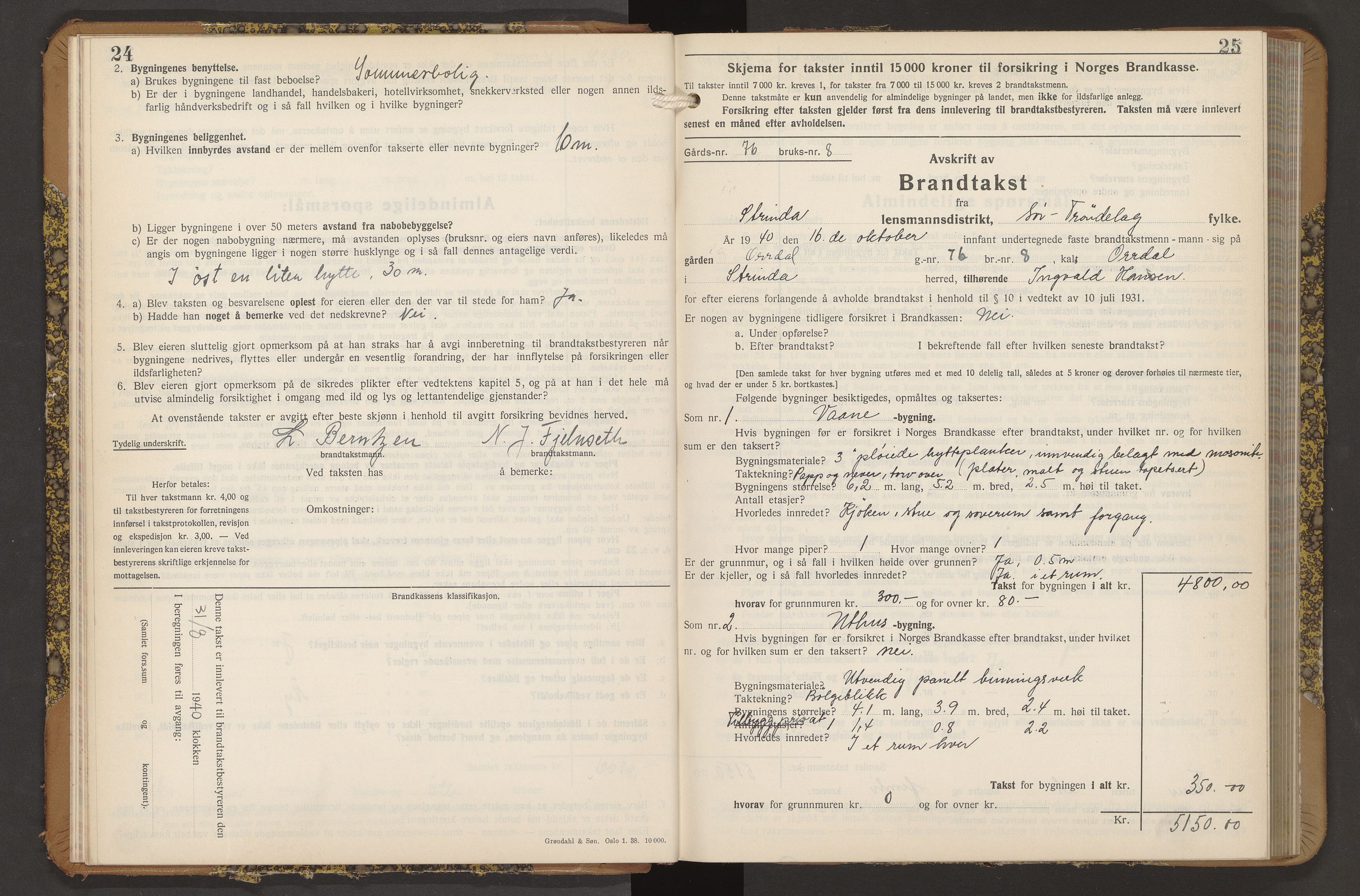 Norges Brannkasse Strinda, AV/SAT-A-5516/Fb/L0009: Branntakstprotokoll, 1940-1946, p. 24-25