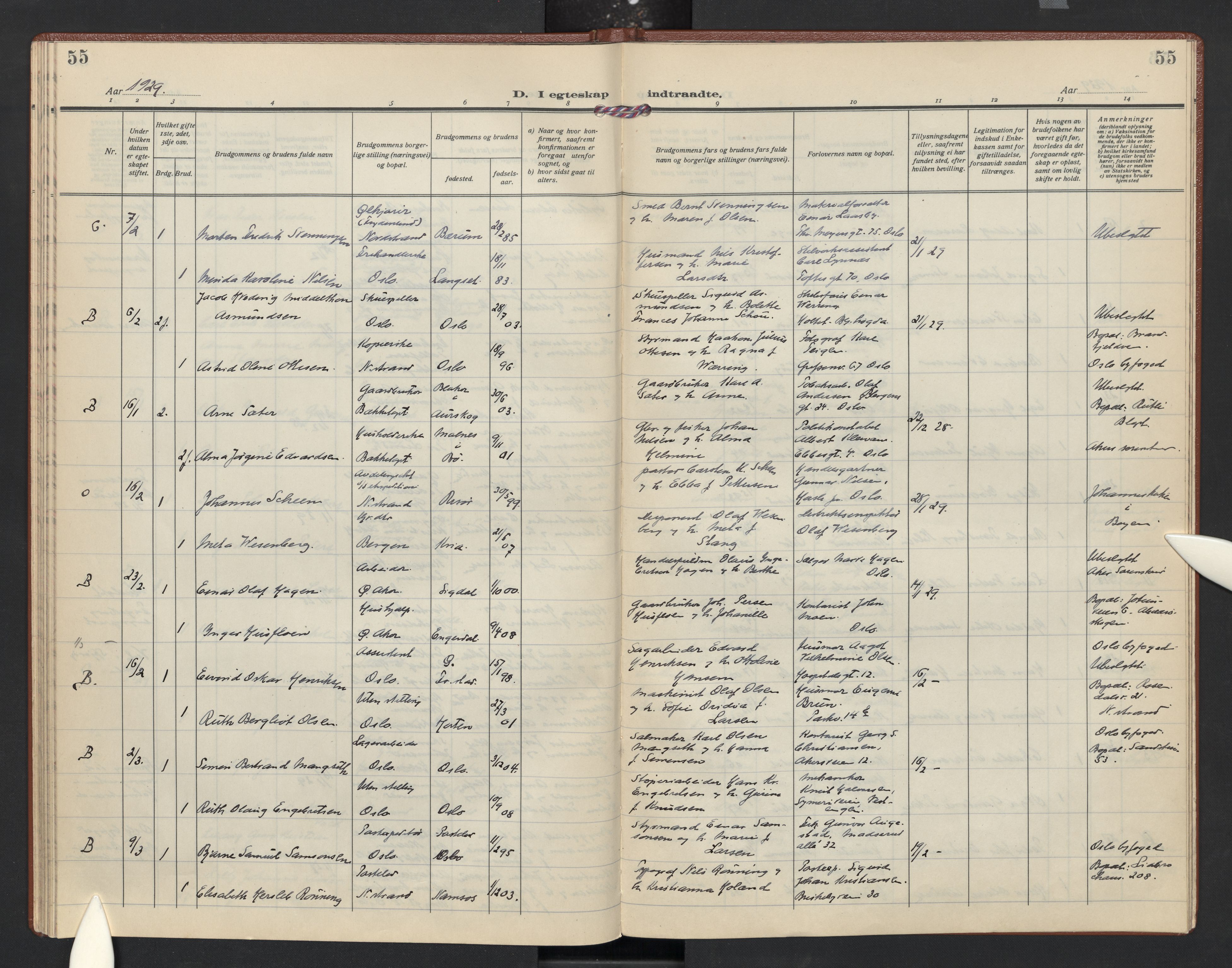 Nordstrand prestekontor Kirkebøker, SAO/A-10362a/F/Fa/L0004: Parish register (official) no. I 4, 1924-1930, p. 55