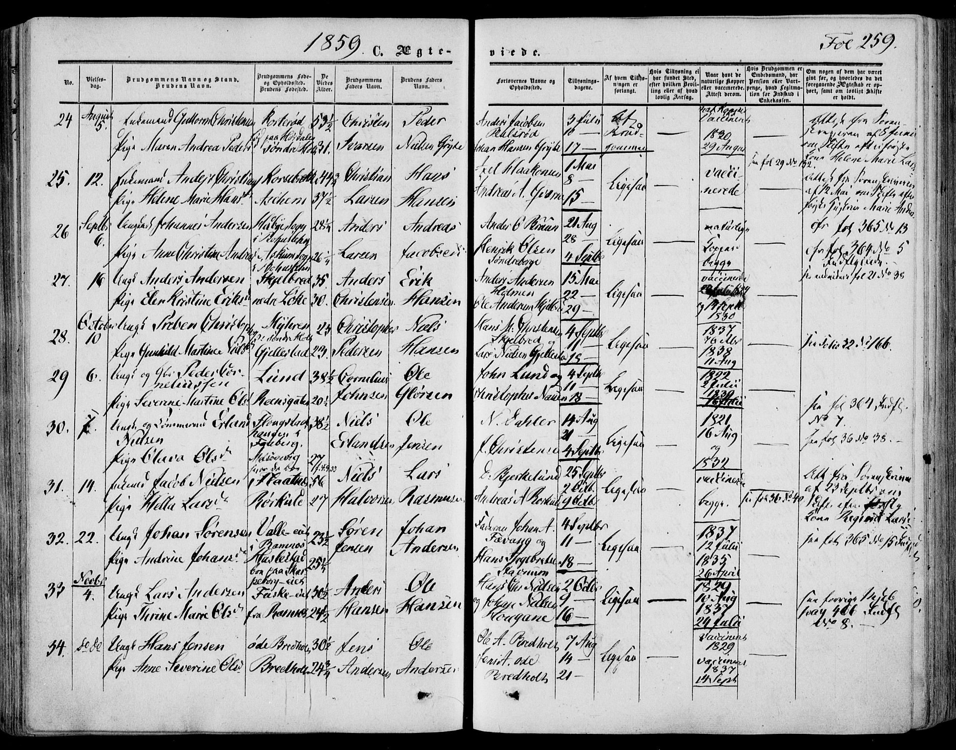 Stokke kirkebøker, SAKO/A-320/F/Fa/L0008: Parish register (official) no. I 8, 1858-1871, p. 259