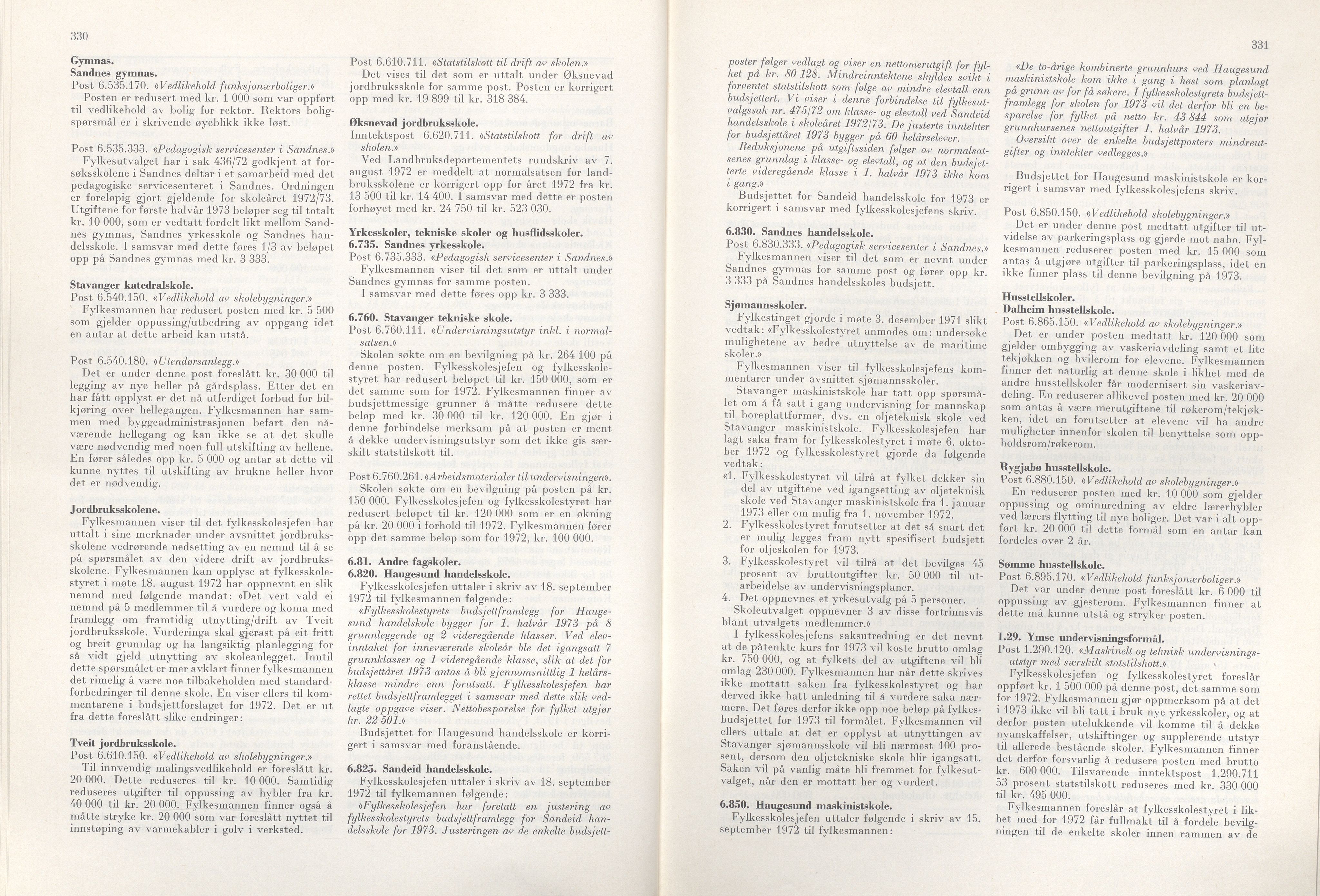 Rogaland fylkeskommune - Fylkesrådmannen , IKAR/A-900/A/Aa/Aaa/L0092: Møtebok , 1972, p. 330-331