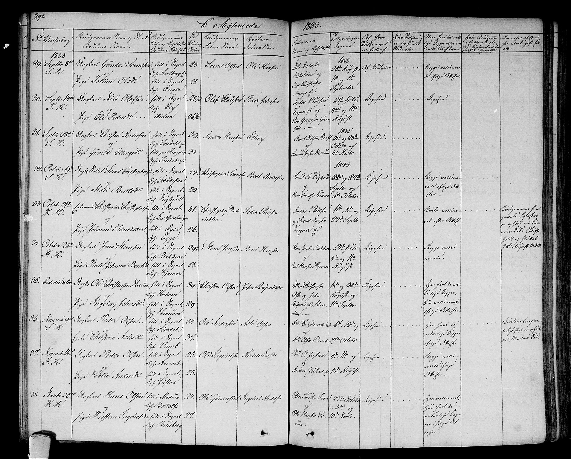 Lier kirkebøker, SAKO/A-230/F/Fa/L0010: Parish register (official) no. I 10, 1827-1843, p. 293