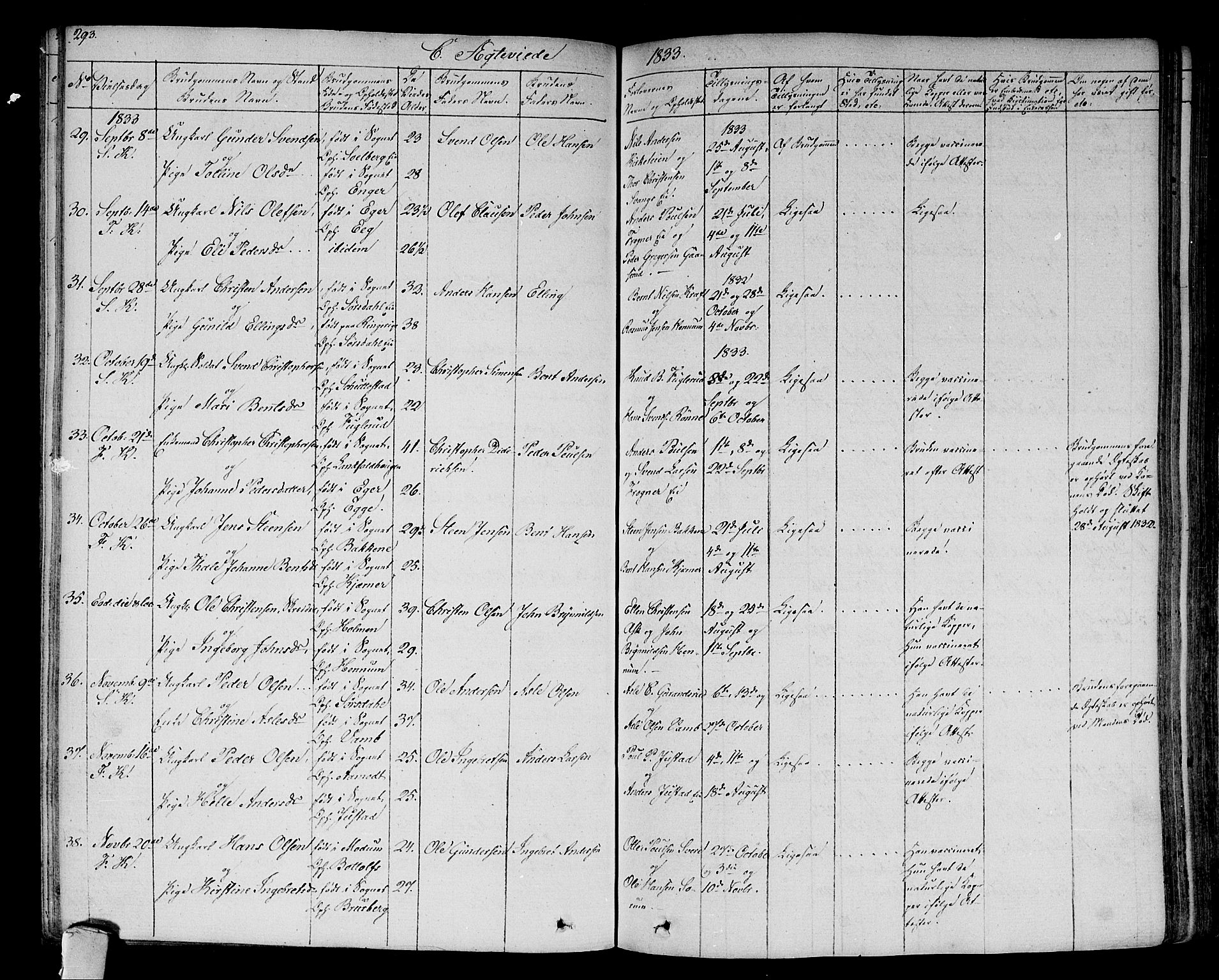 Lier kirkebøker, AV/SAKO-A-230/F/Fa/L0010: Parish register (official) no. I 10, 1827-1843, p. 293