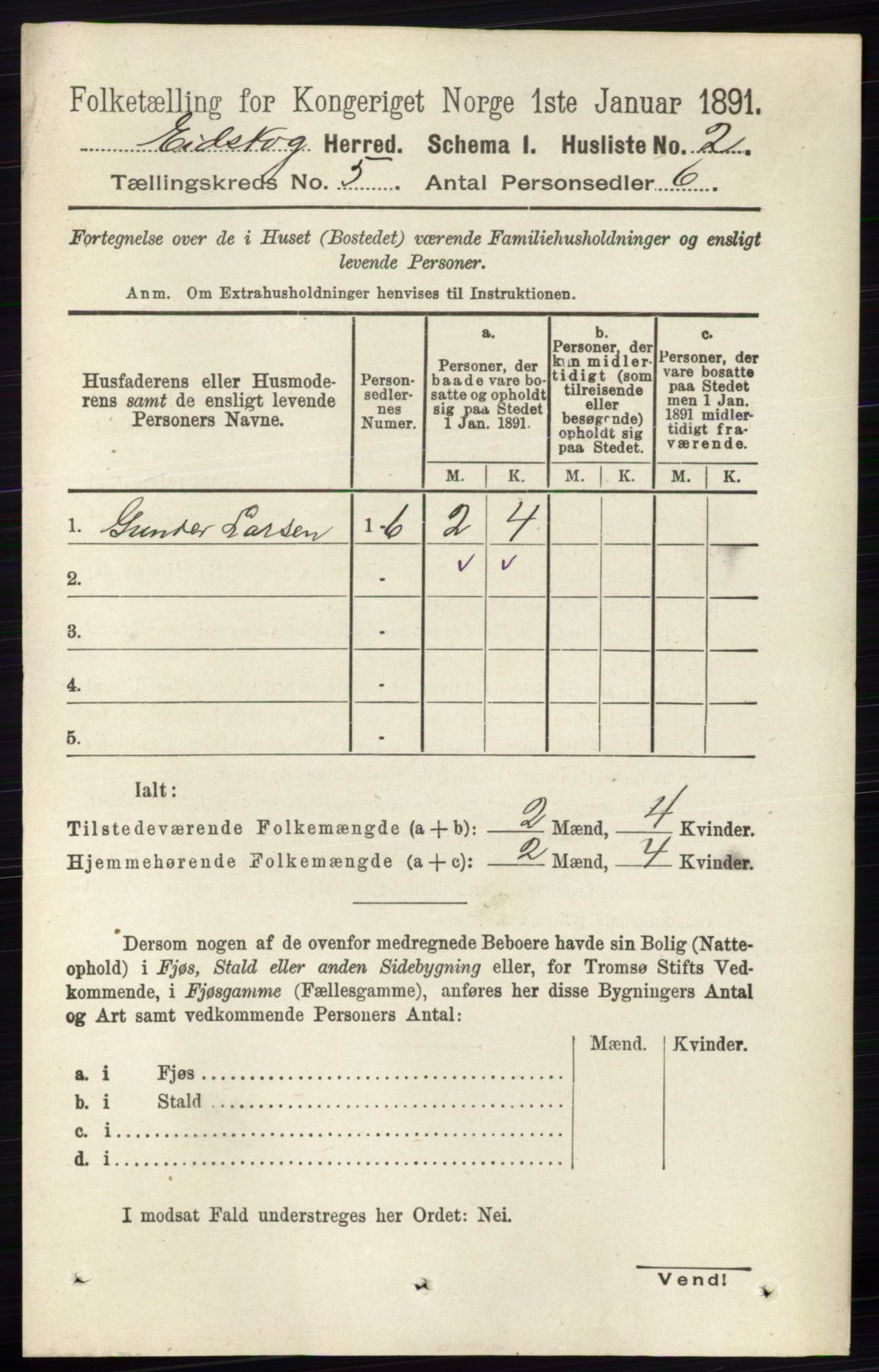 RA, 1891 census for 0420 Eidskog, 1891, p. 1952