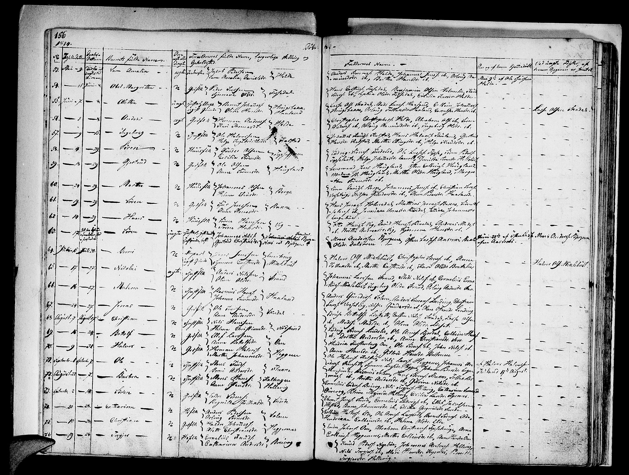 Fjaler sokneprestembete, AV/SAB-A-79801/H/Haa/Haaa/L0005: Parish register (official) no. A 5, 1821-1835, p. 156