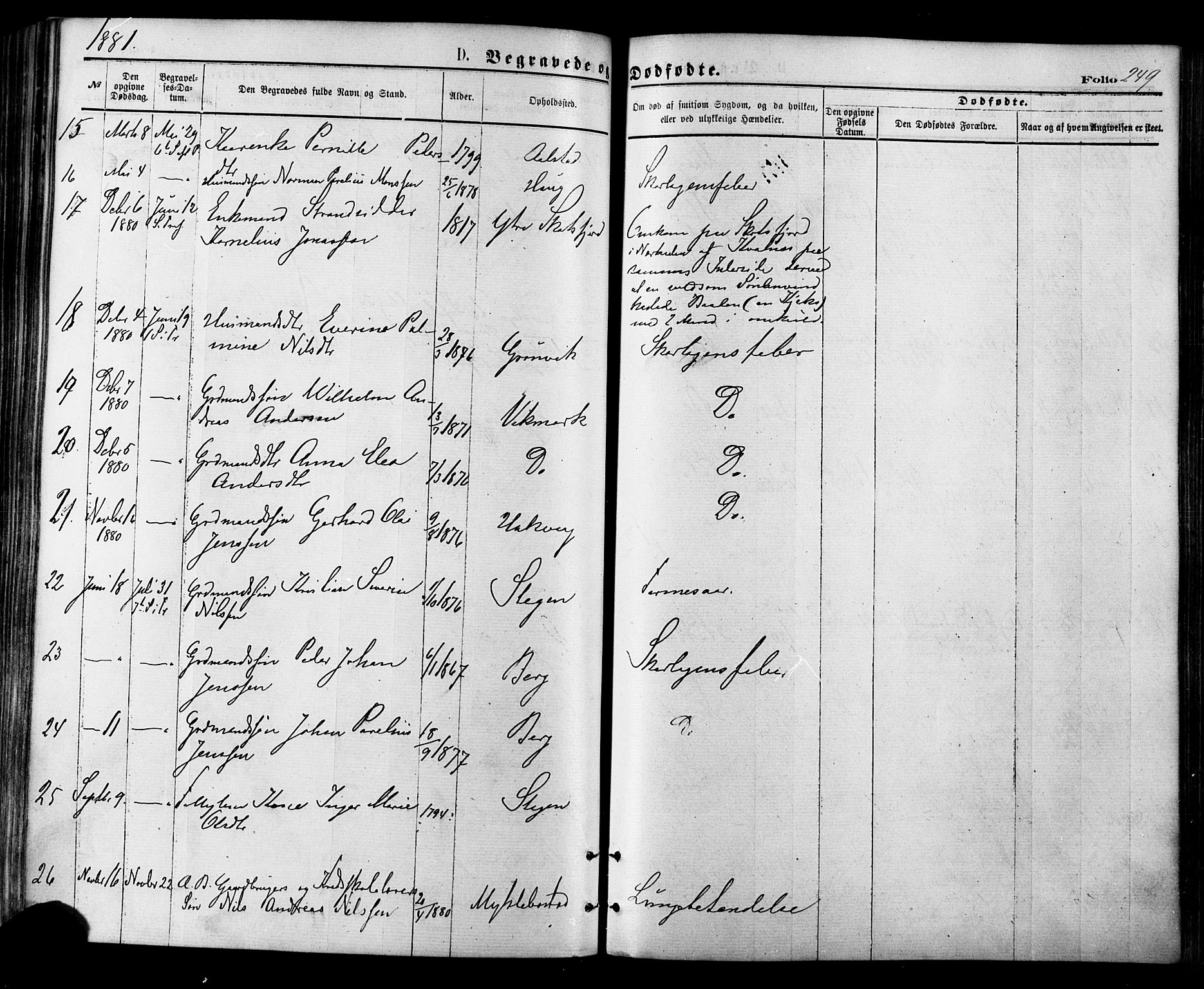 Ministerialprotokoller, klokkerbøker og fødselsregistre - Nordland, AV/SAT-A-1459/855/L0802: Parish register (official) no. 855A10, 1875-1886, p. 249