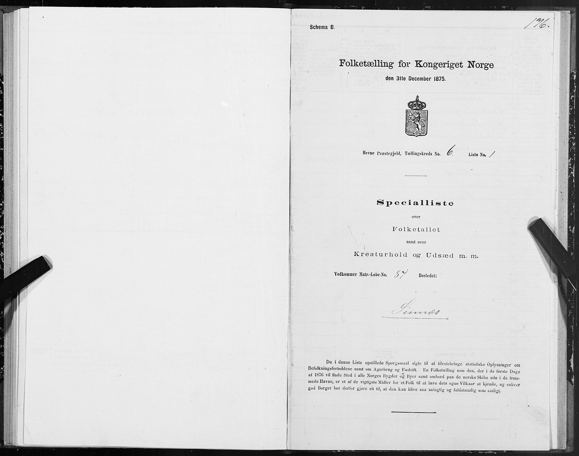 SAT, 1875 census for 1612P Hemne, 1875, p. 3176