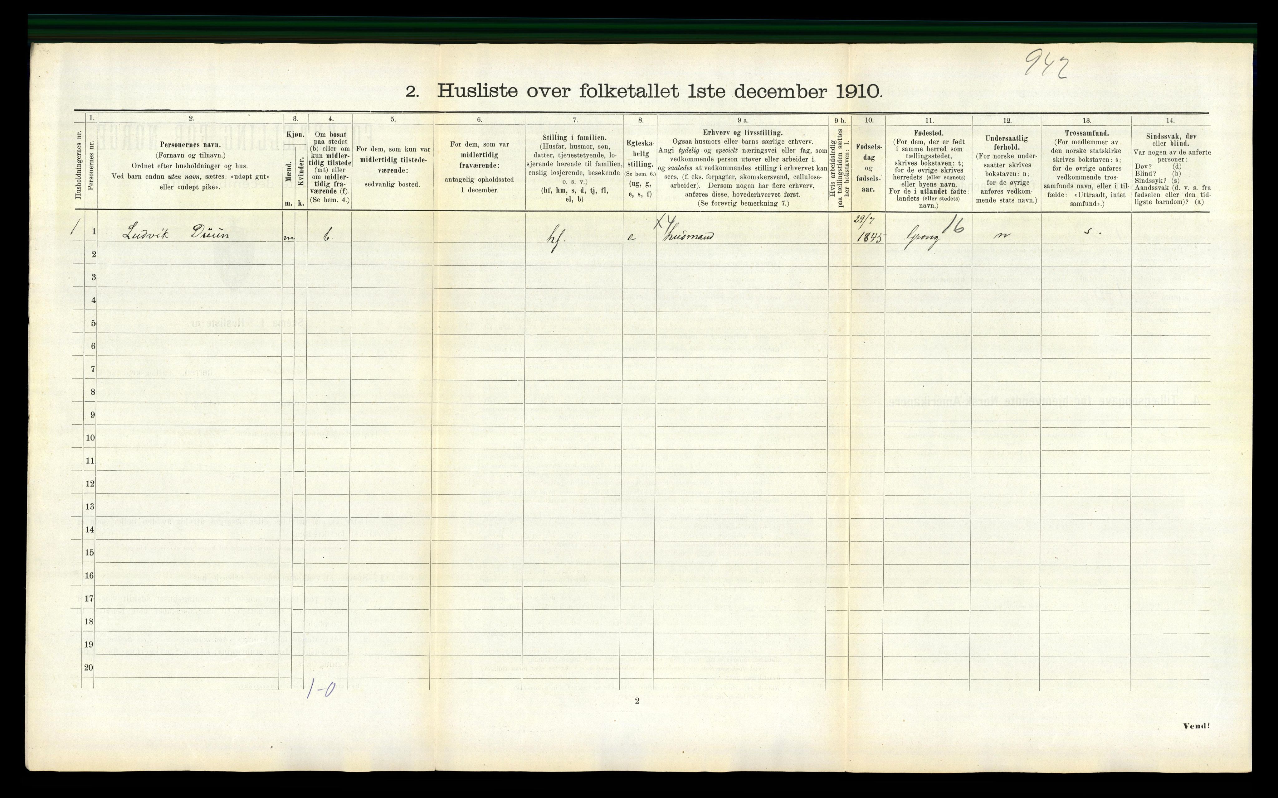 RA, 1910 census for Overhalla, 1910, p. 450