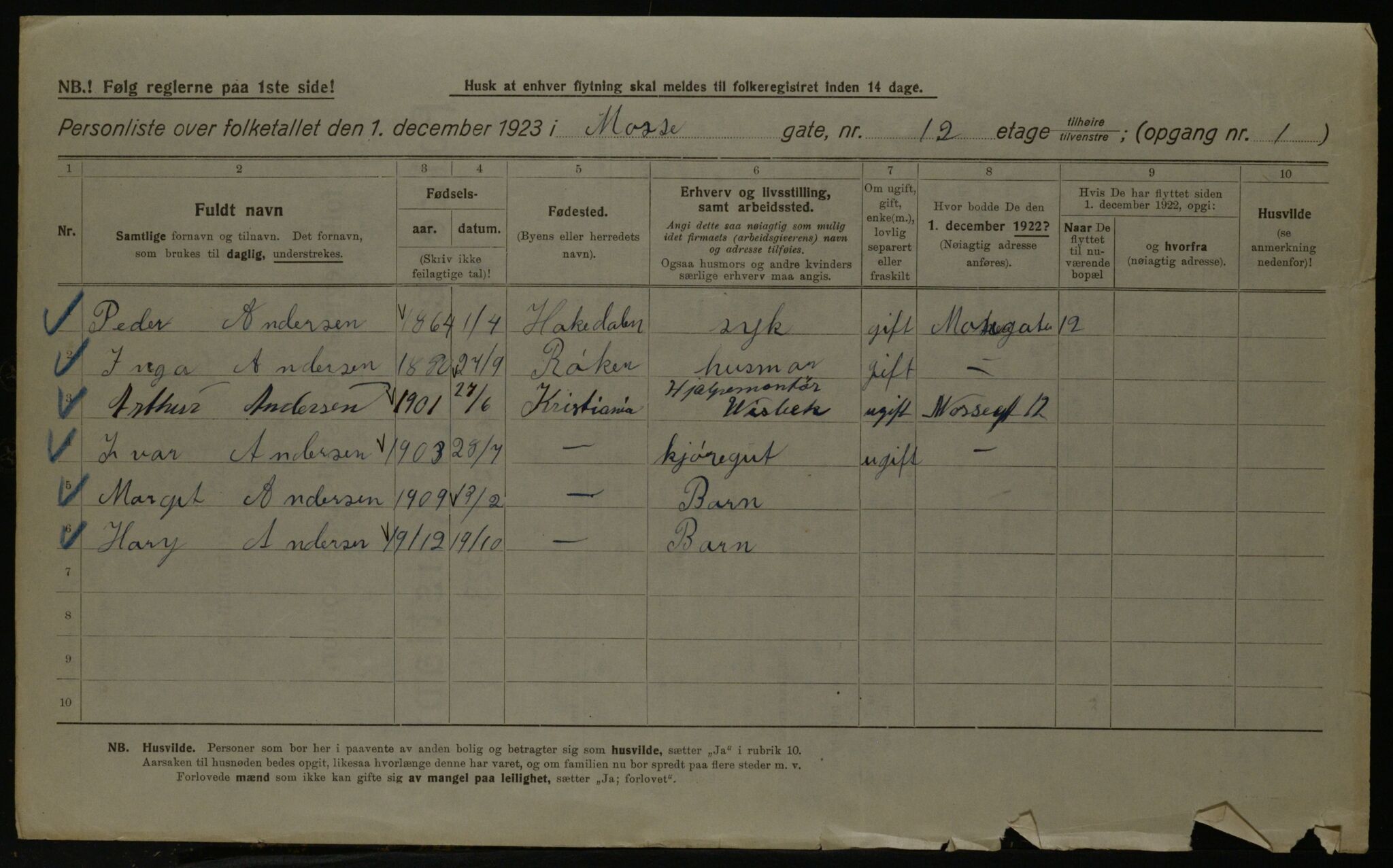 OBA, Municipal Census 1923 for Kristiania, 1923, p. 72850