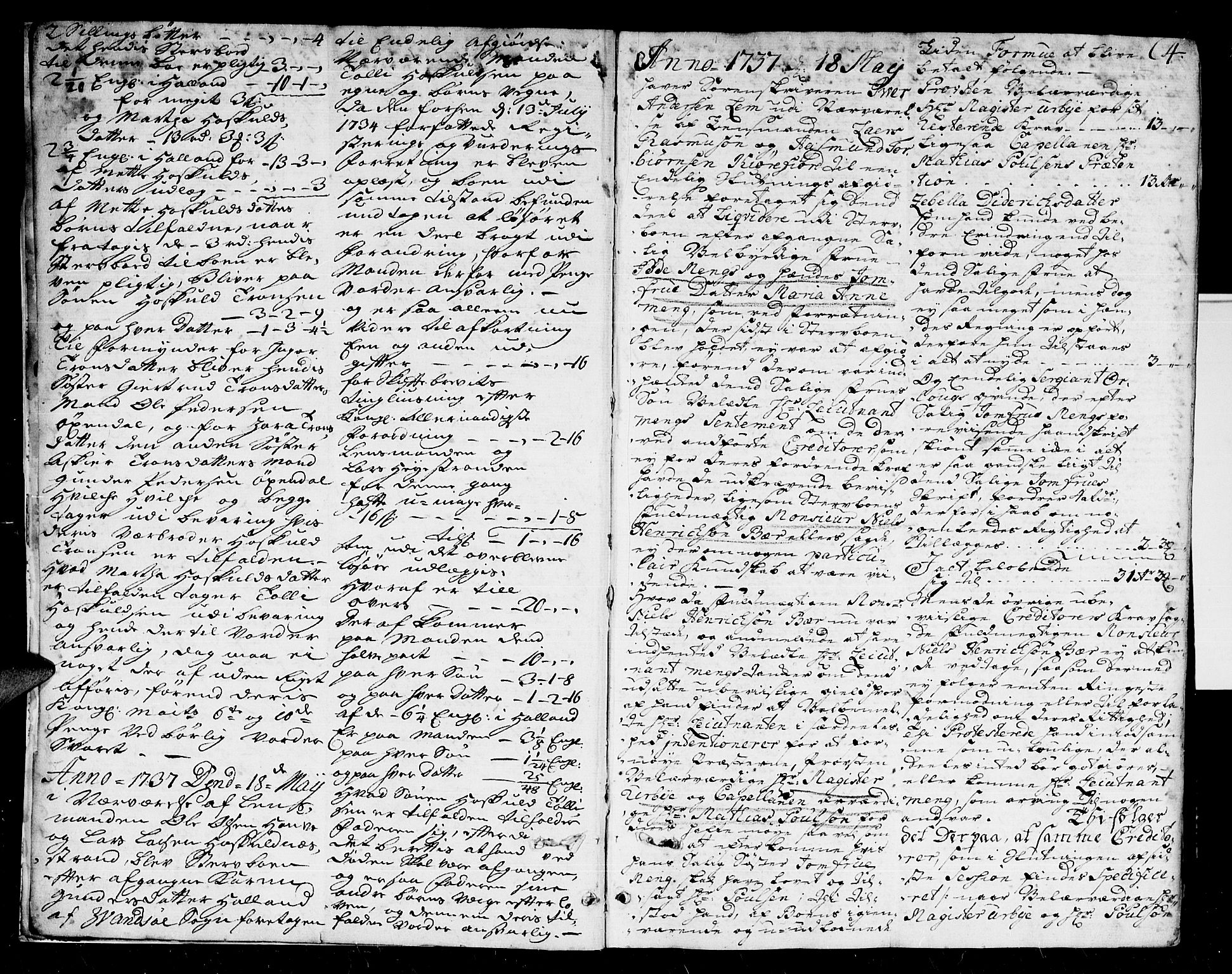 Lister sorenskriveri, AV/SAK-1221-0003/H/Hc/L0025: Skifteprotokoll nr 25 med register, 1737-1739, p. 3b-4a
