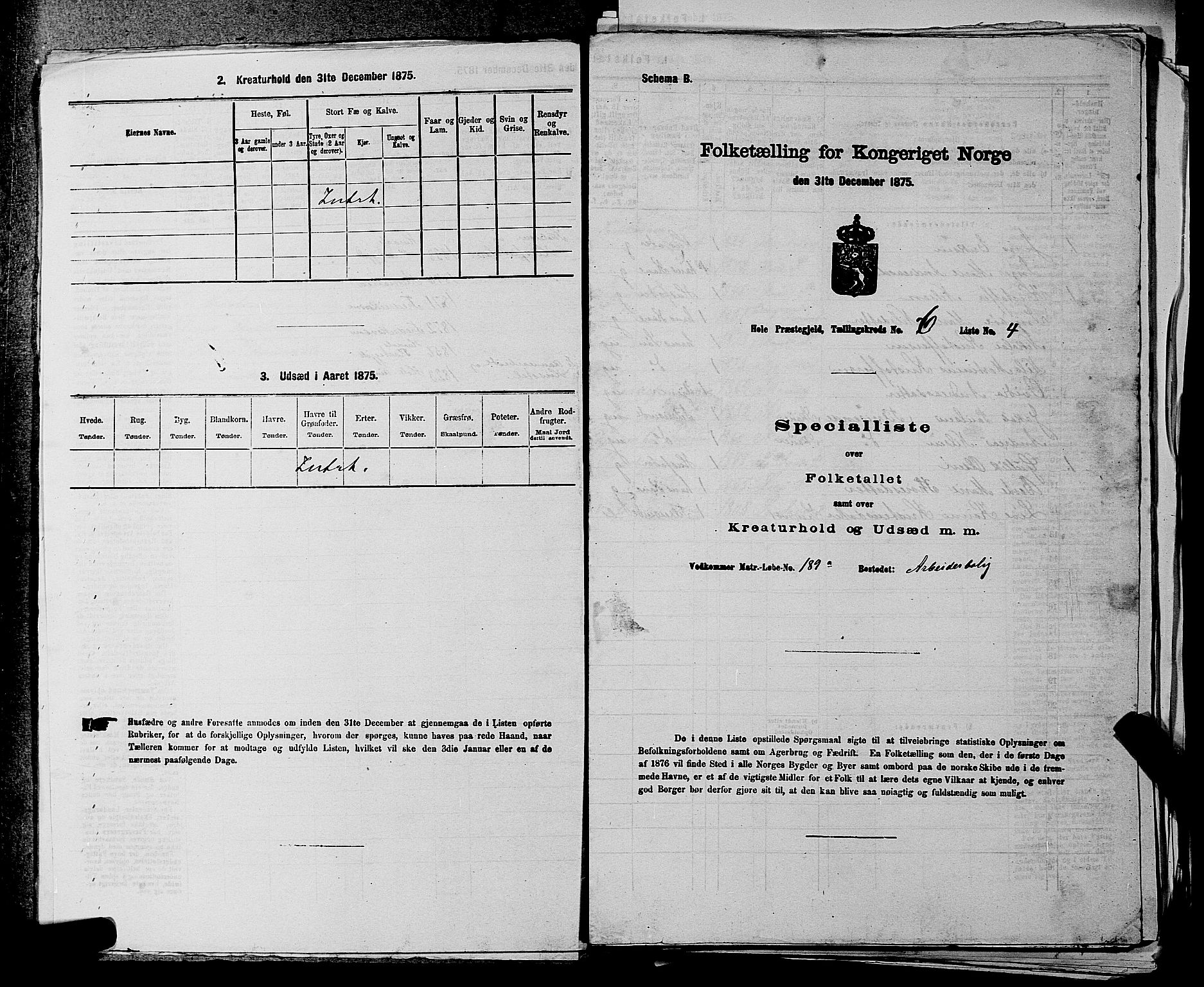 SAKO, 1875 census for 0612P Hole, 1875, p. 1126