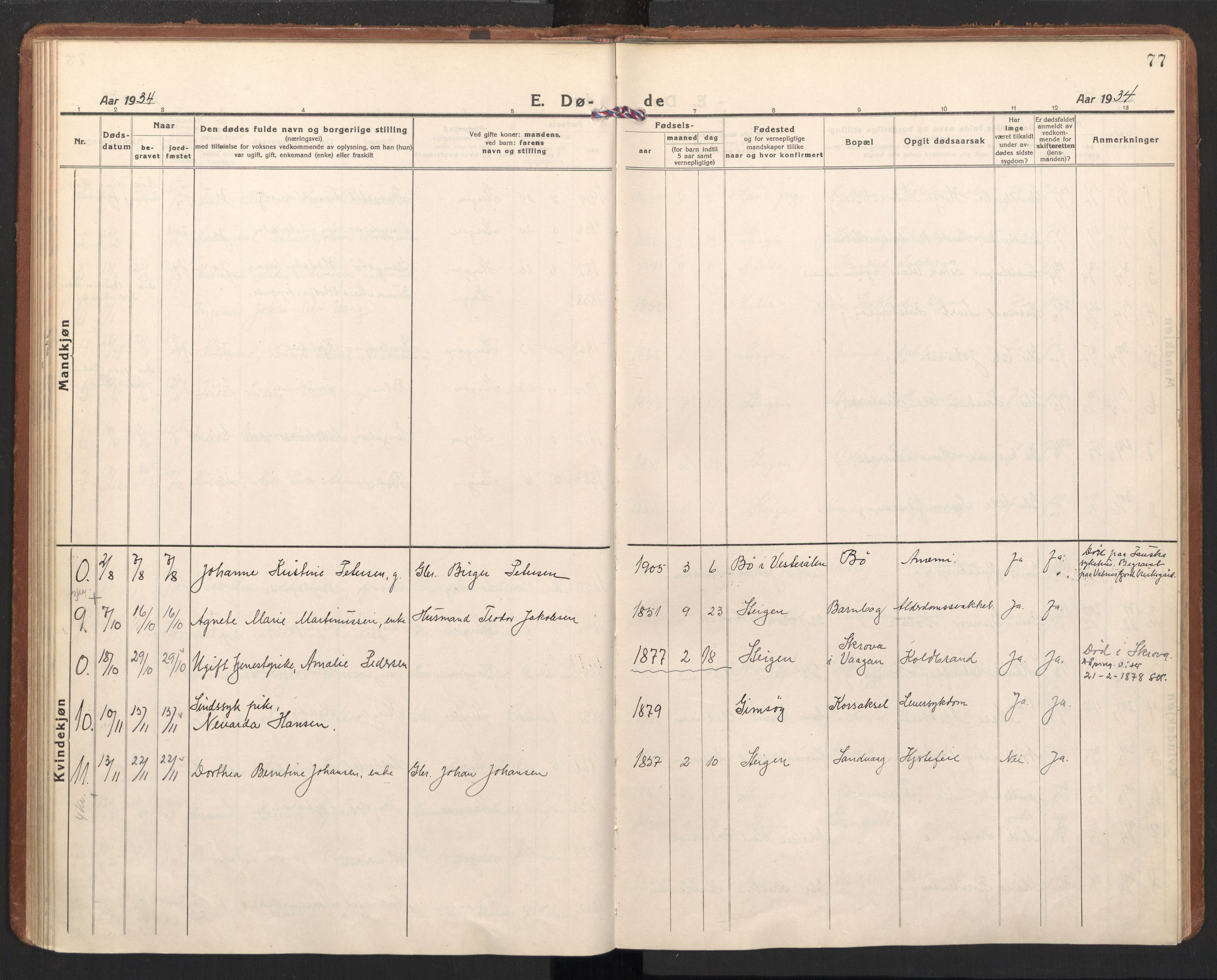 Ministerialprotokoller, klokkerbøker og fødselsregistre - Nordland, SAT/A-1459/855/L0809: Parish register (official) no. 855A18, 1921-1939, p. 77