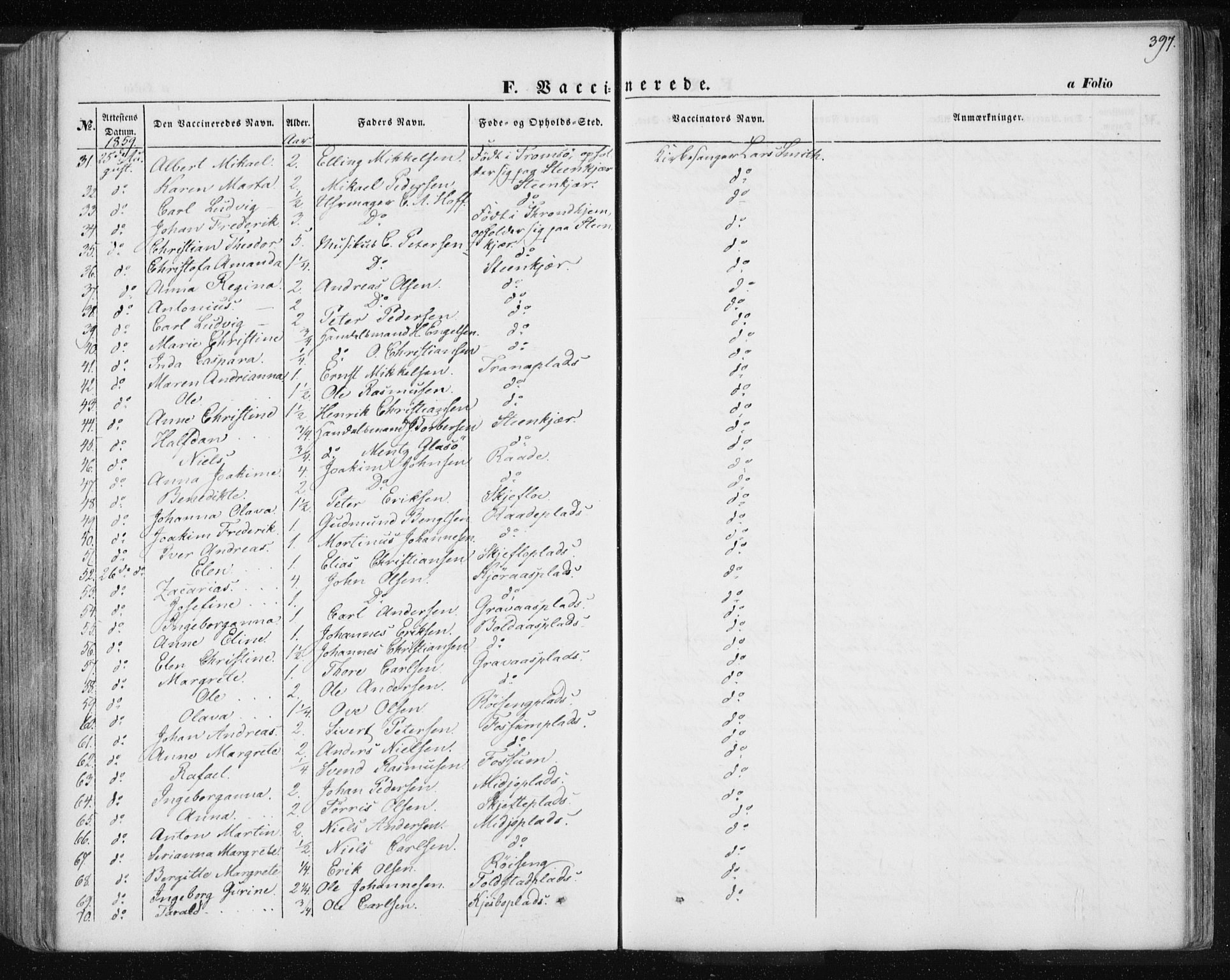 Ministerialprotokoller, klokkerbøker og fødselsregistre - Nord-Trøndelag, SAT/A-1458/735/L0342: Parish register (official) no. 735A07 /1, 1849-1862, p. 397