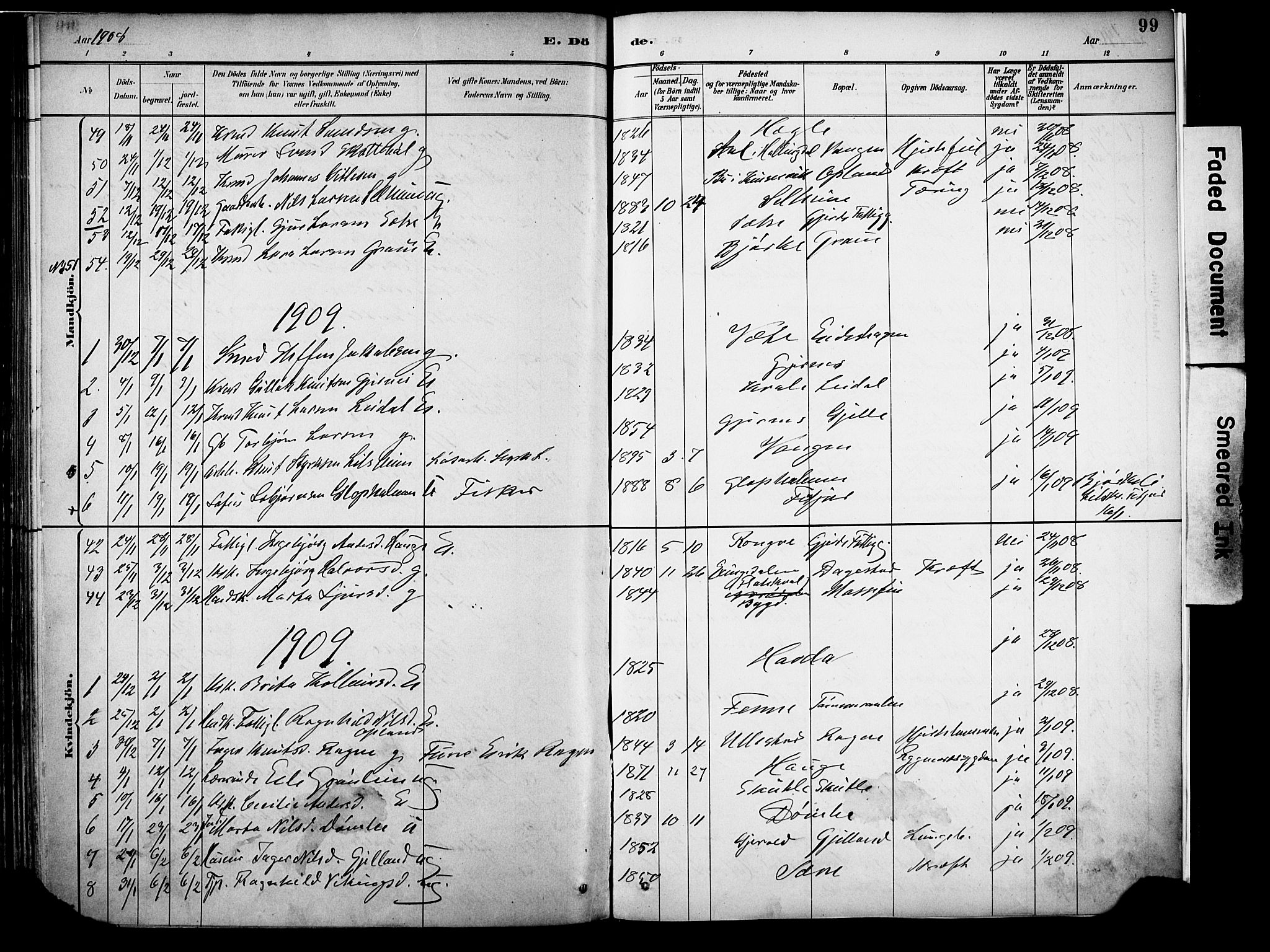 Voss sokneprestembete, SAB/A-79001/H/Haa: Parish register (official) no. A 22, 1887-1909, p. 99