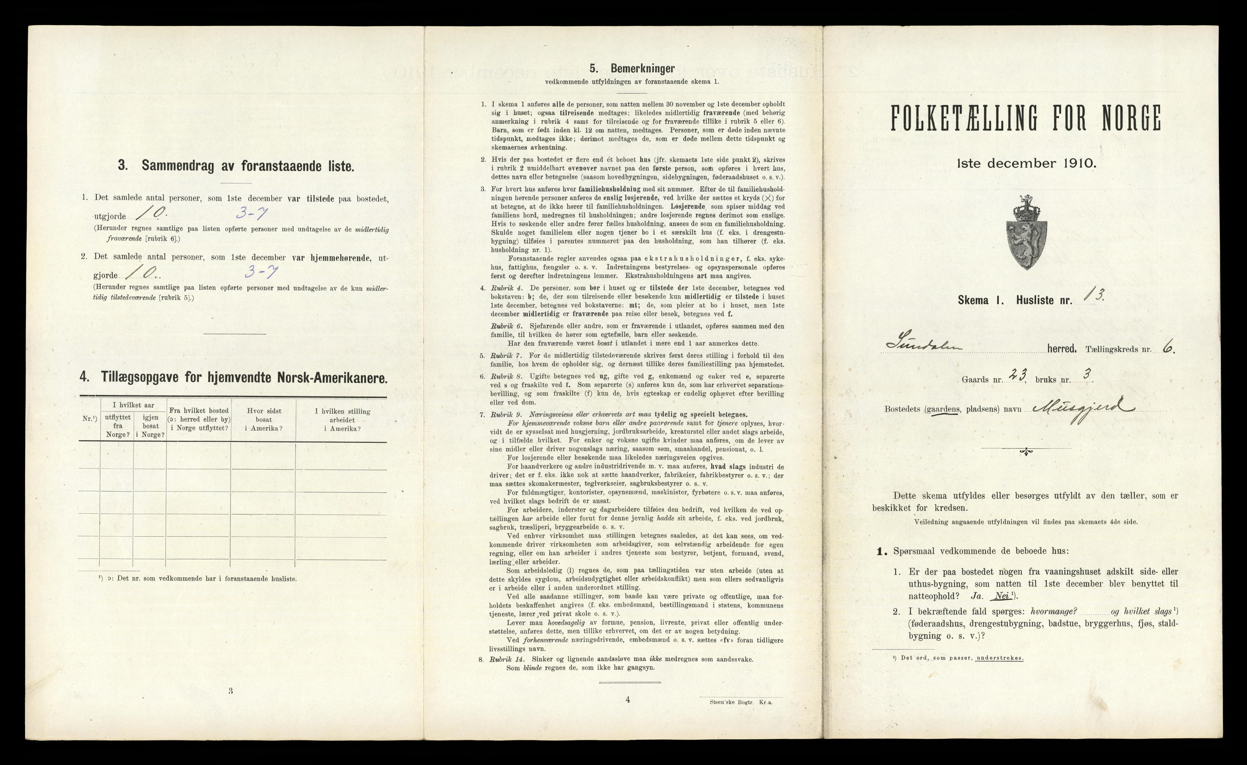 RA, 1910 census for Sunndal, 1910, p. 449