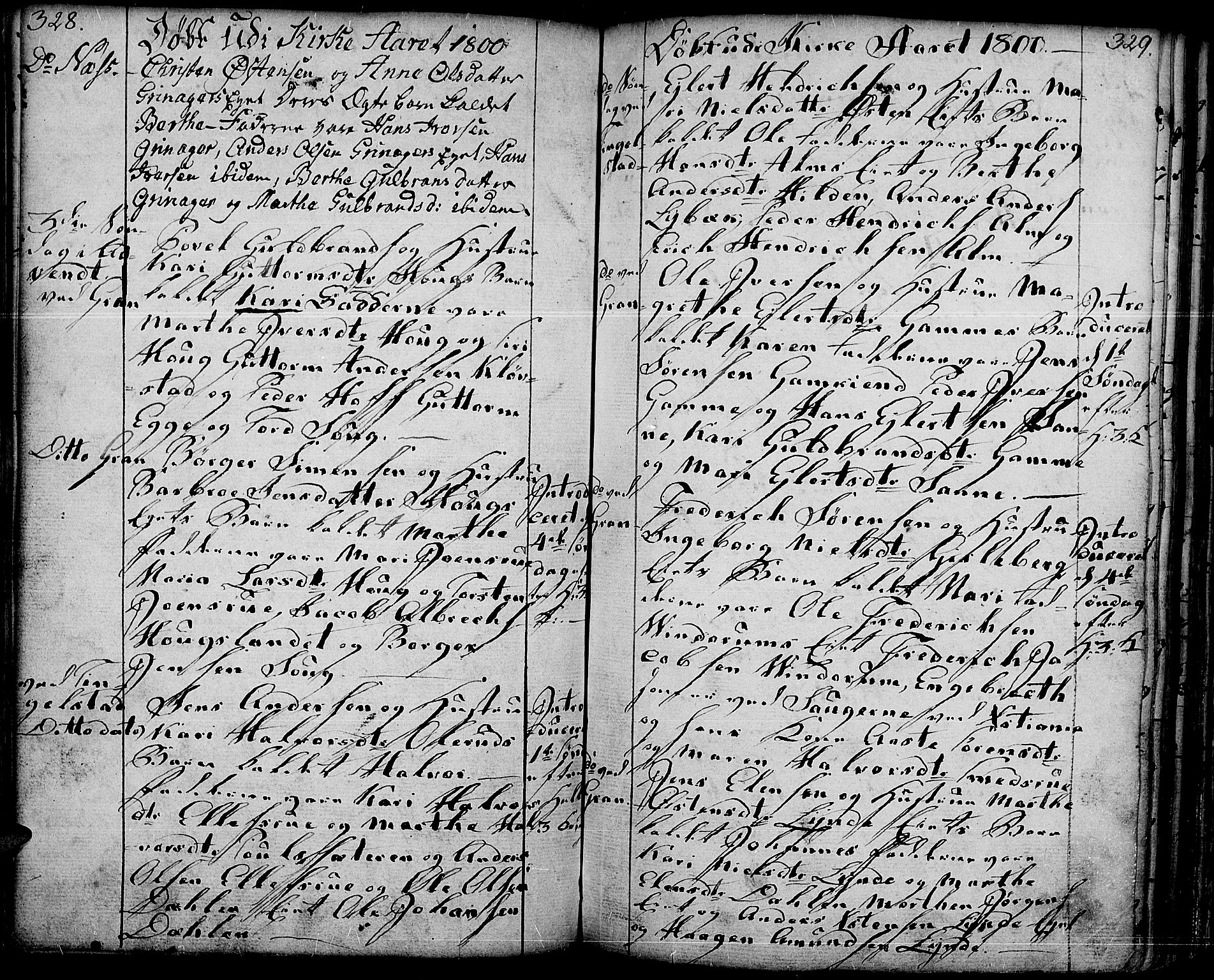 Gran prestekontor, SAH/PREST-112/H/Ha/Haa/L0006: Parish register (official) no. 6, 1787-1824, p. 328-329