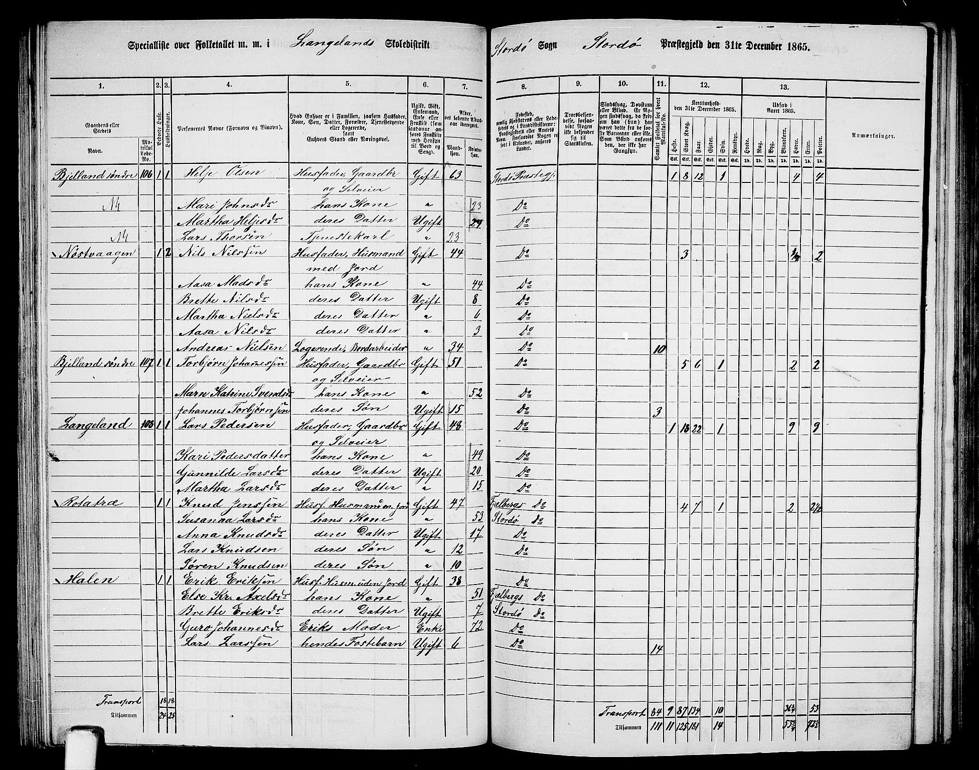 RA, 1865 census for Stord, 1865, p. 63