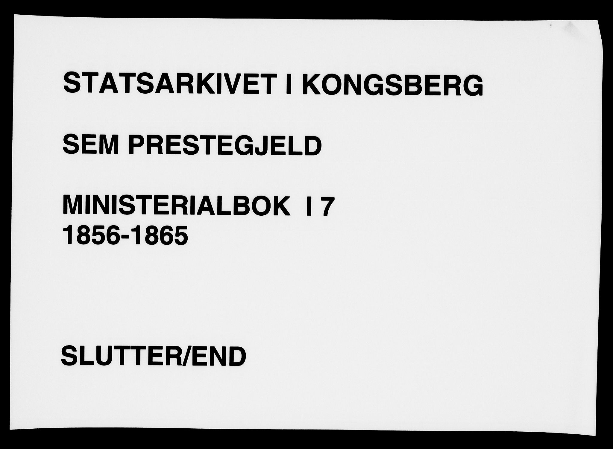 Sem kirkebøker, AV/SAKO-A-5/F/Fa/L0007: Parish register (official) no. I 7, 1856-1865