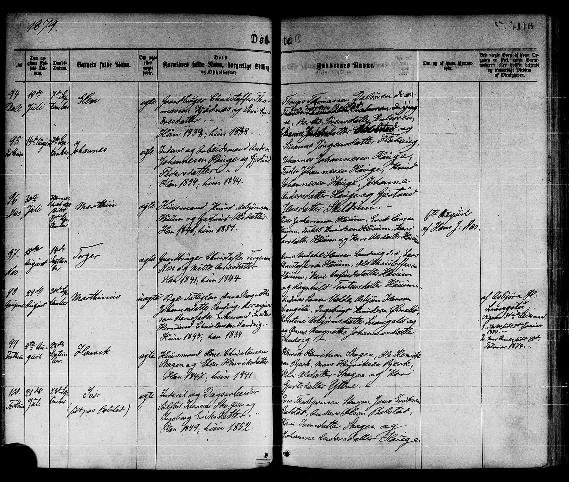 Luster sokneprestembete, AV/SAB-A-81101/H/Haa/Haaa/L0010: Parish register (official) no. A 10, 1871-1886, p. 116